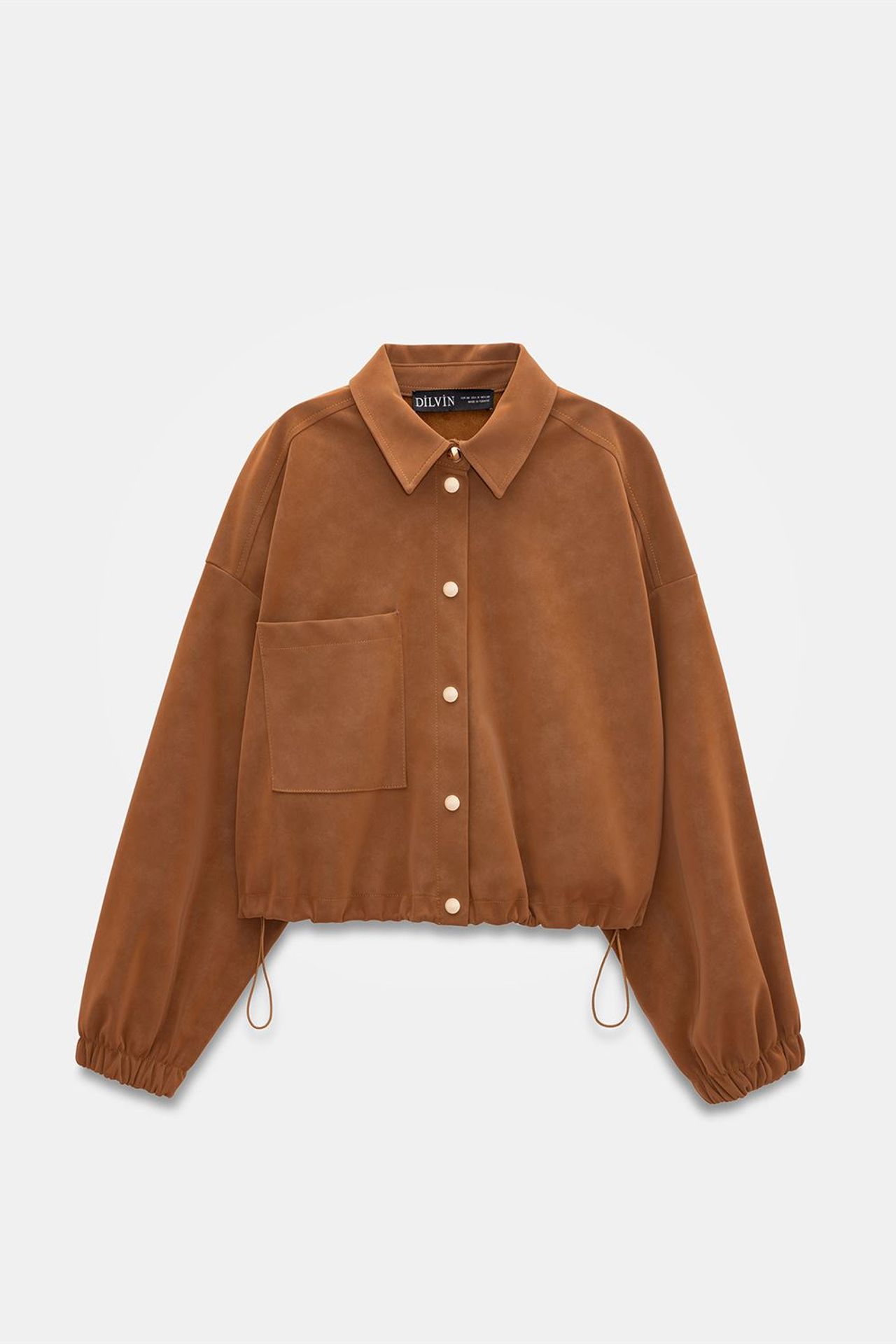 DILVIN Oversized Crop Faux Suede Bomber Jacket