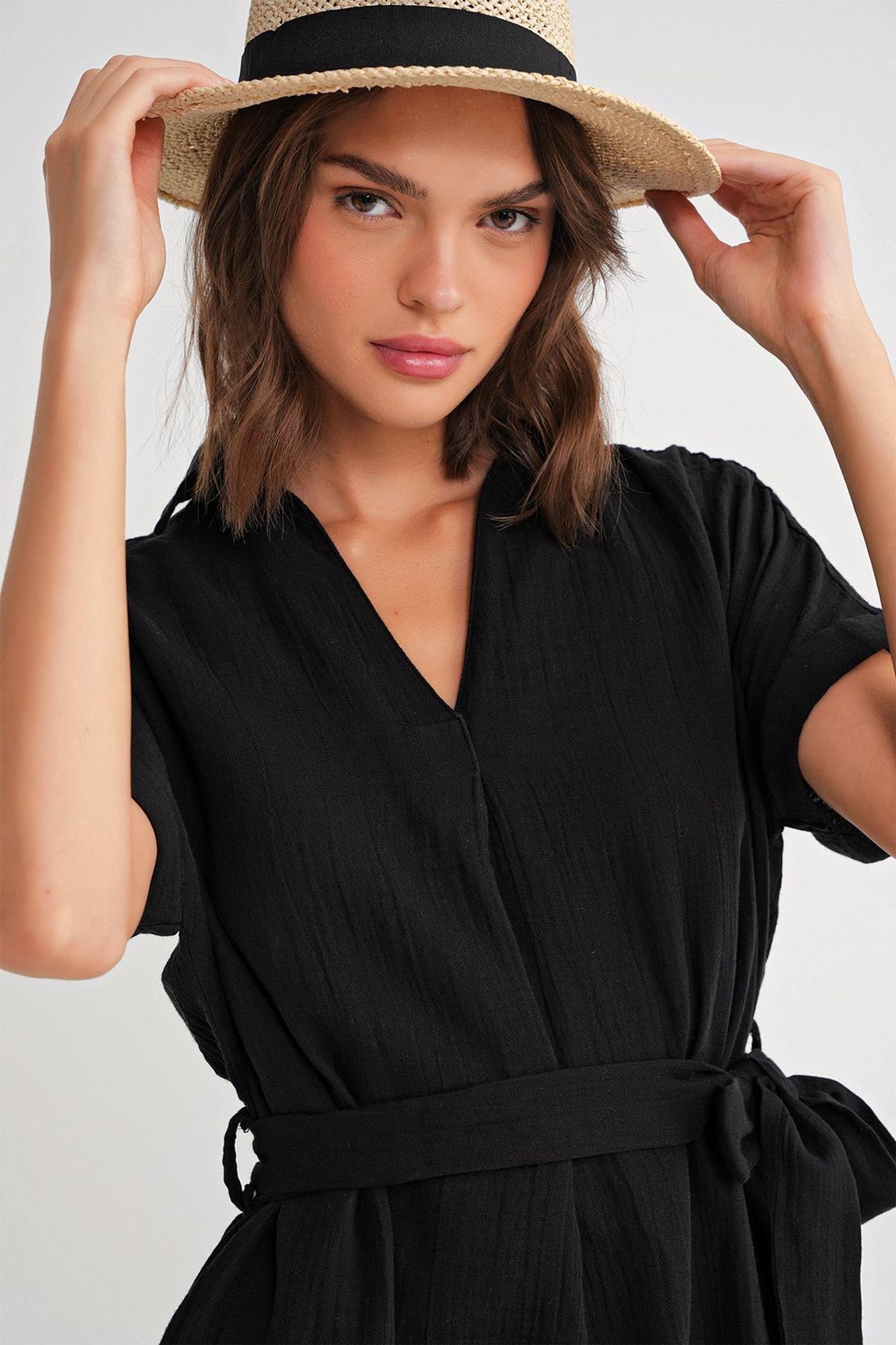 Mixray Belted Short-Sleeve Midi Dress 3