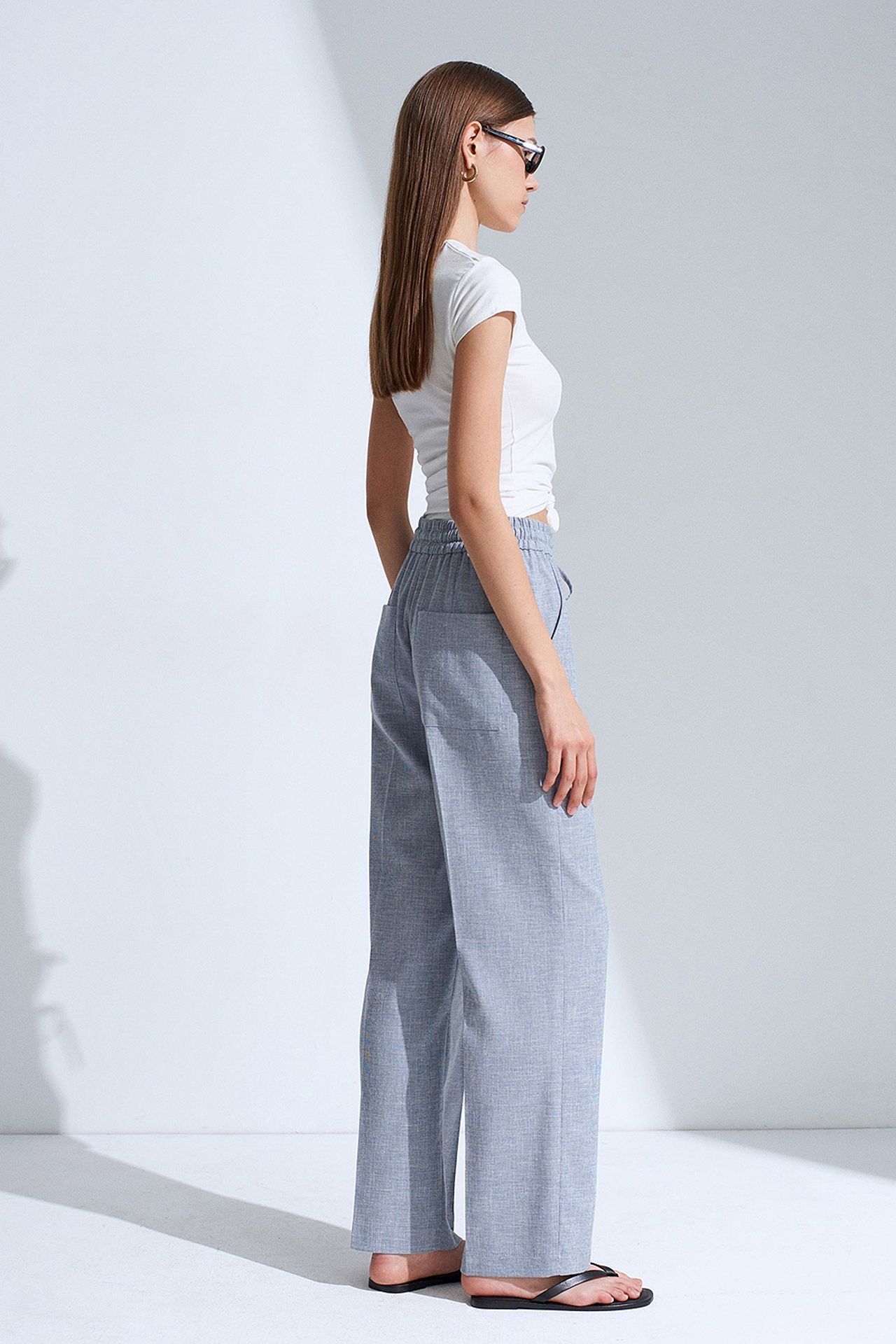 DILVIN Wide-Leg Poplin Lounge Trousers 3