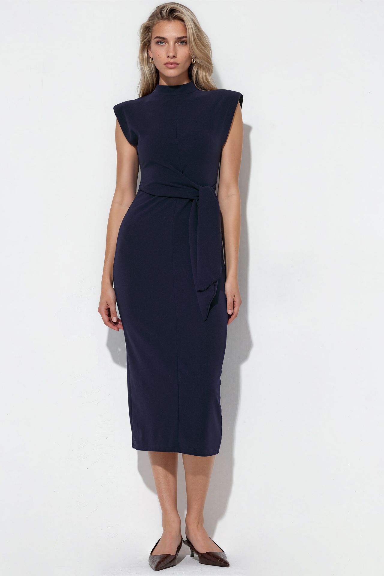 BUSEM Sleeveless Fitted Midi Dress With Tie Detail 1