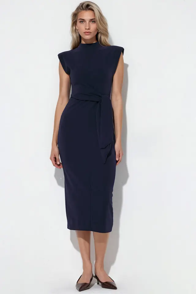 BUSEM Sleeveless Fitted Midi Dress With Tie Detail