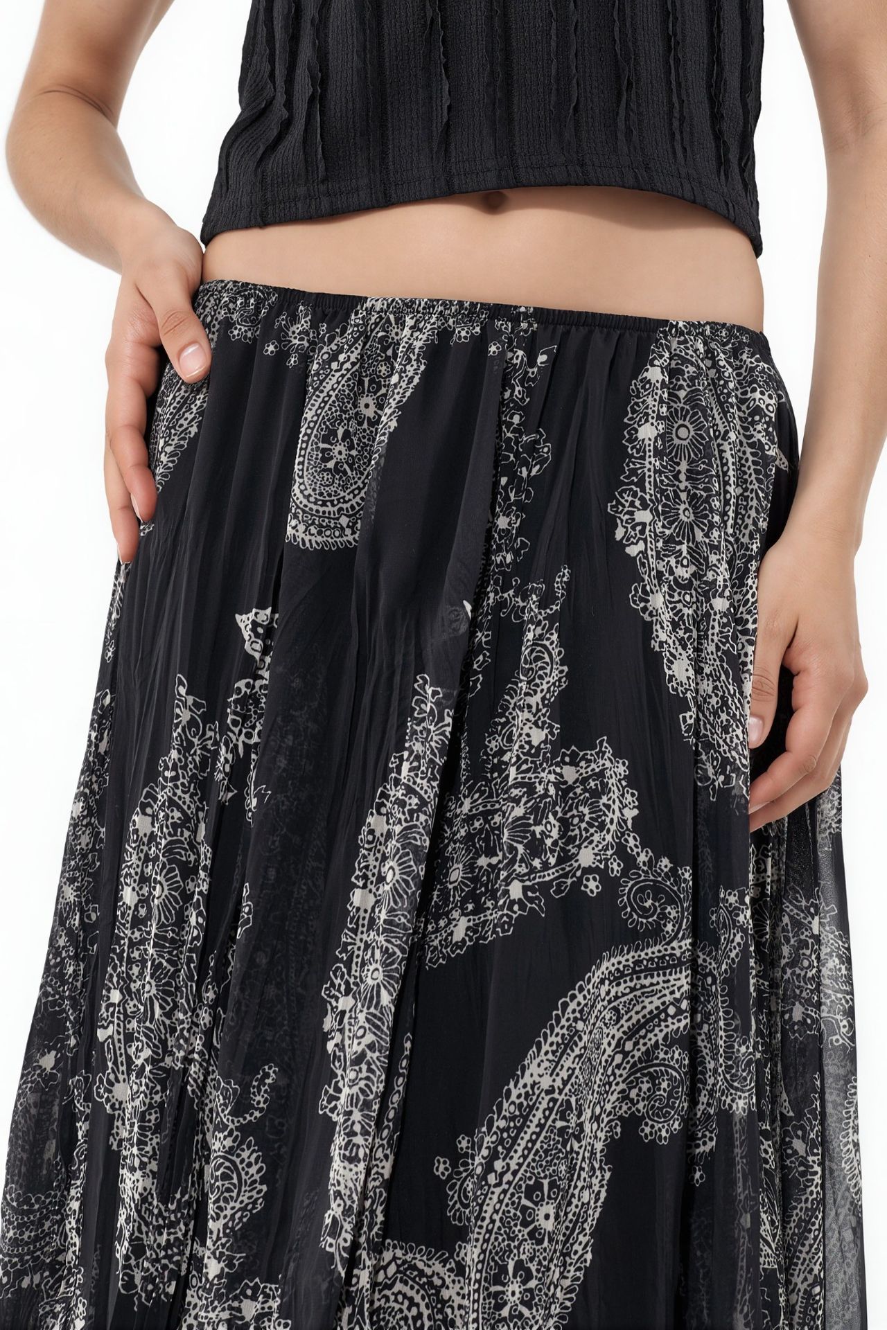 BDART High Waist A-Line Midi Skirt in Paisley Print 4