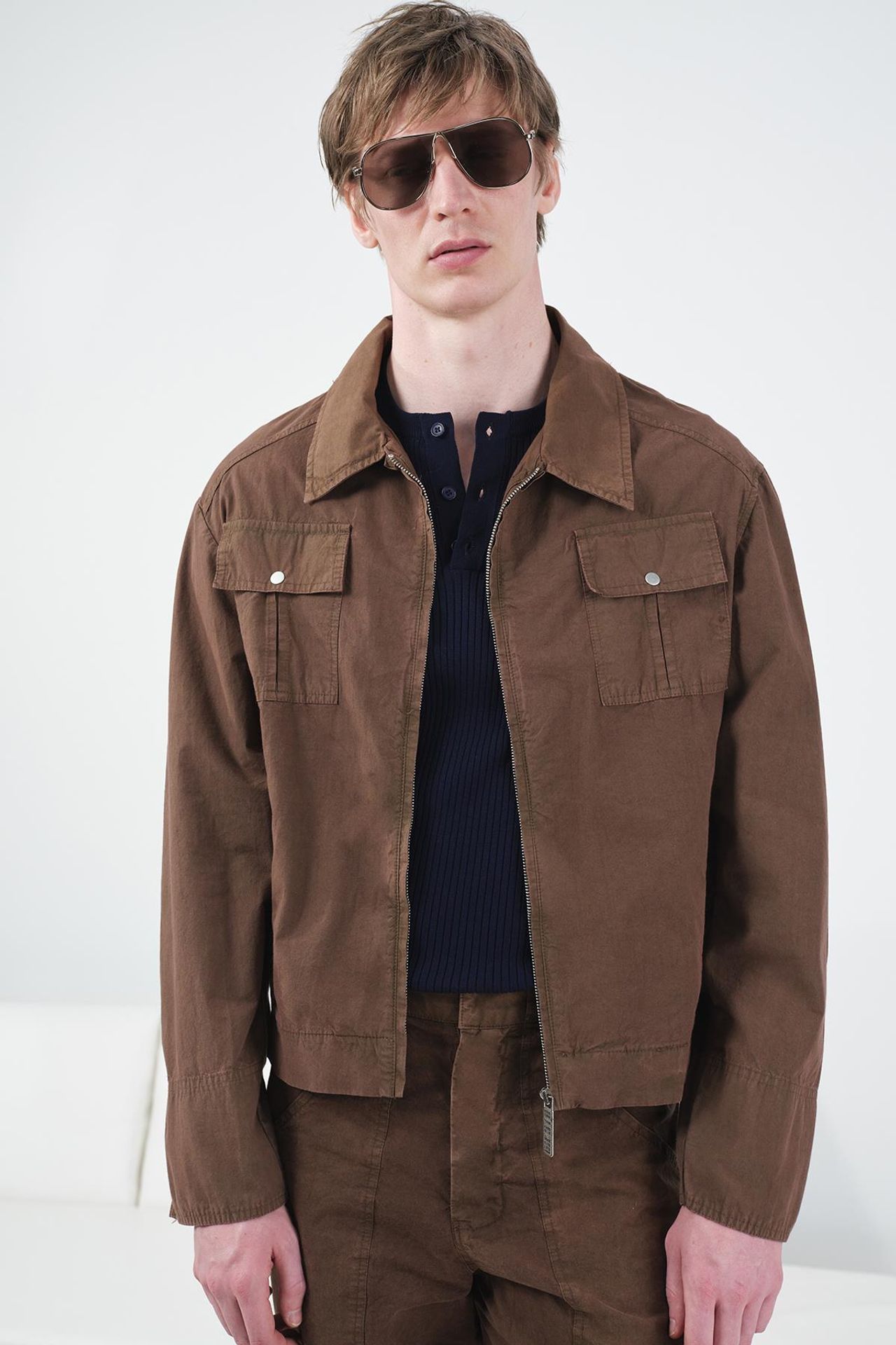 GIESTO Cotton Gabardine Zipper Jacket with Pocket 3