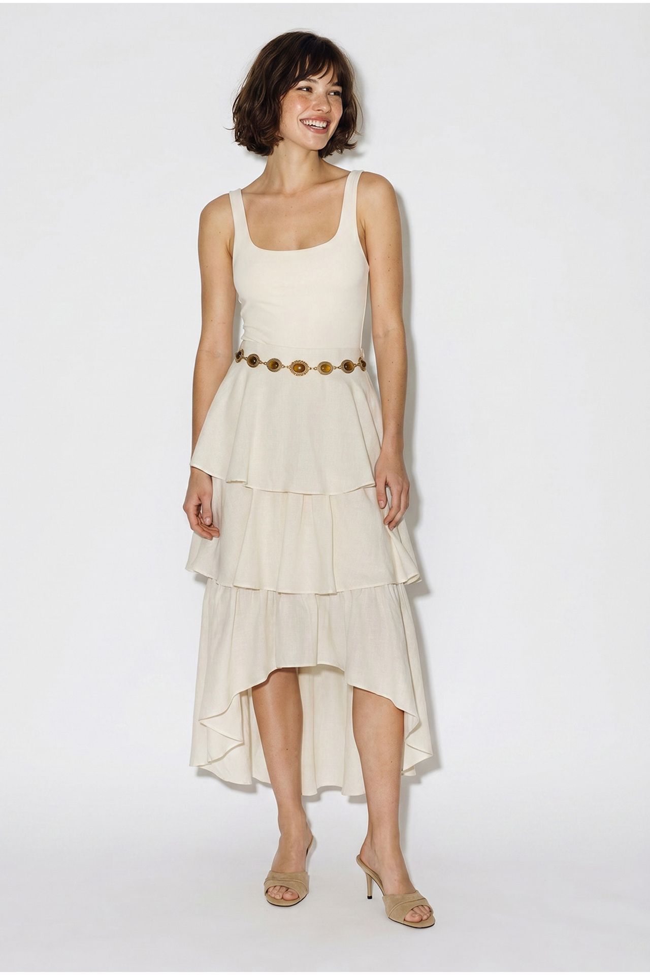 LUCCI High-Waist Cotton Poplin Midi Skirt 4