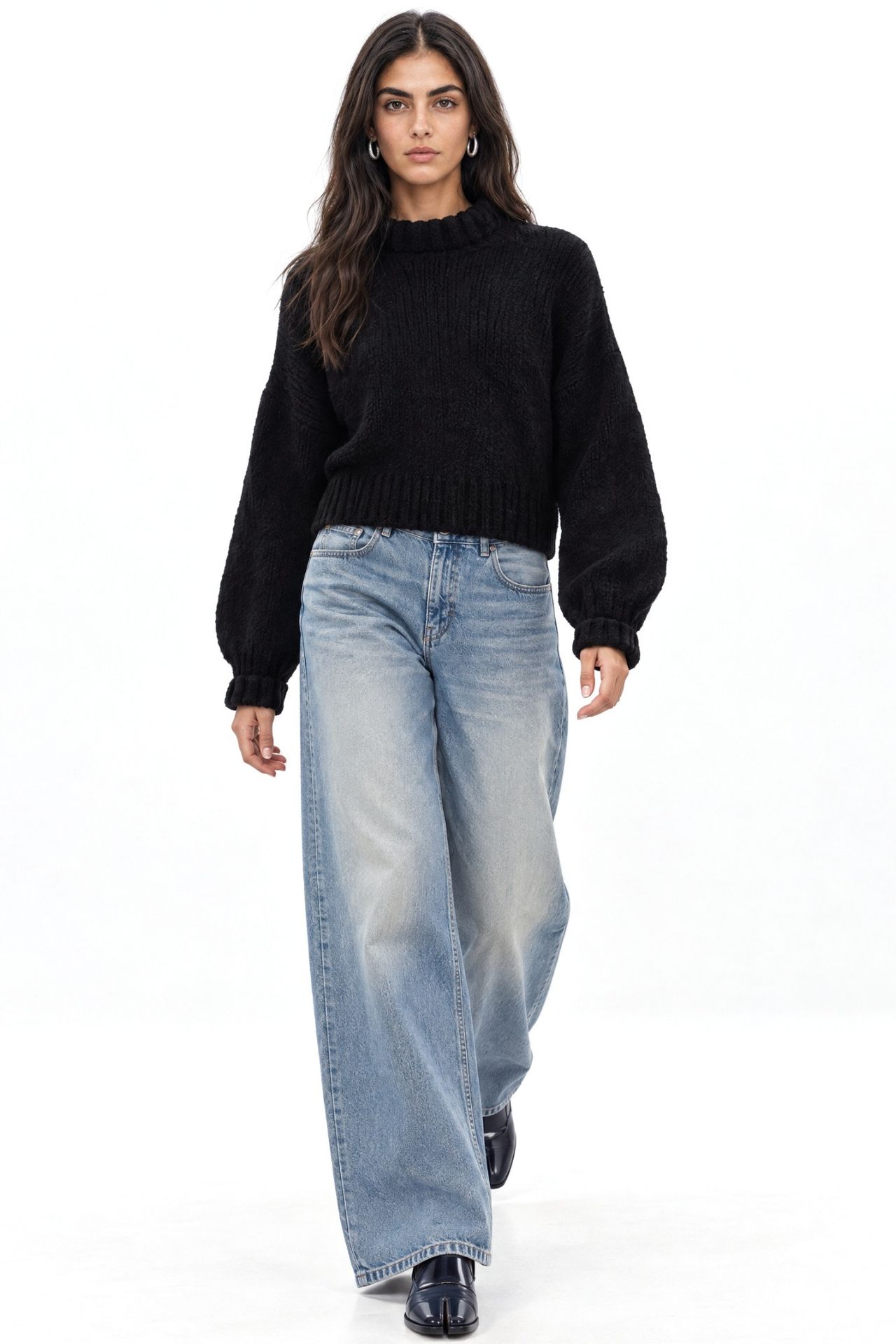 Mixray Thick Turtleneck Textured Crop Sweater 4