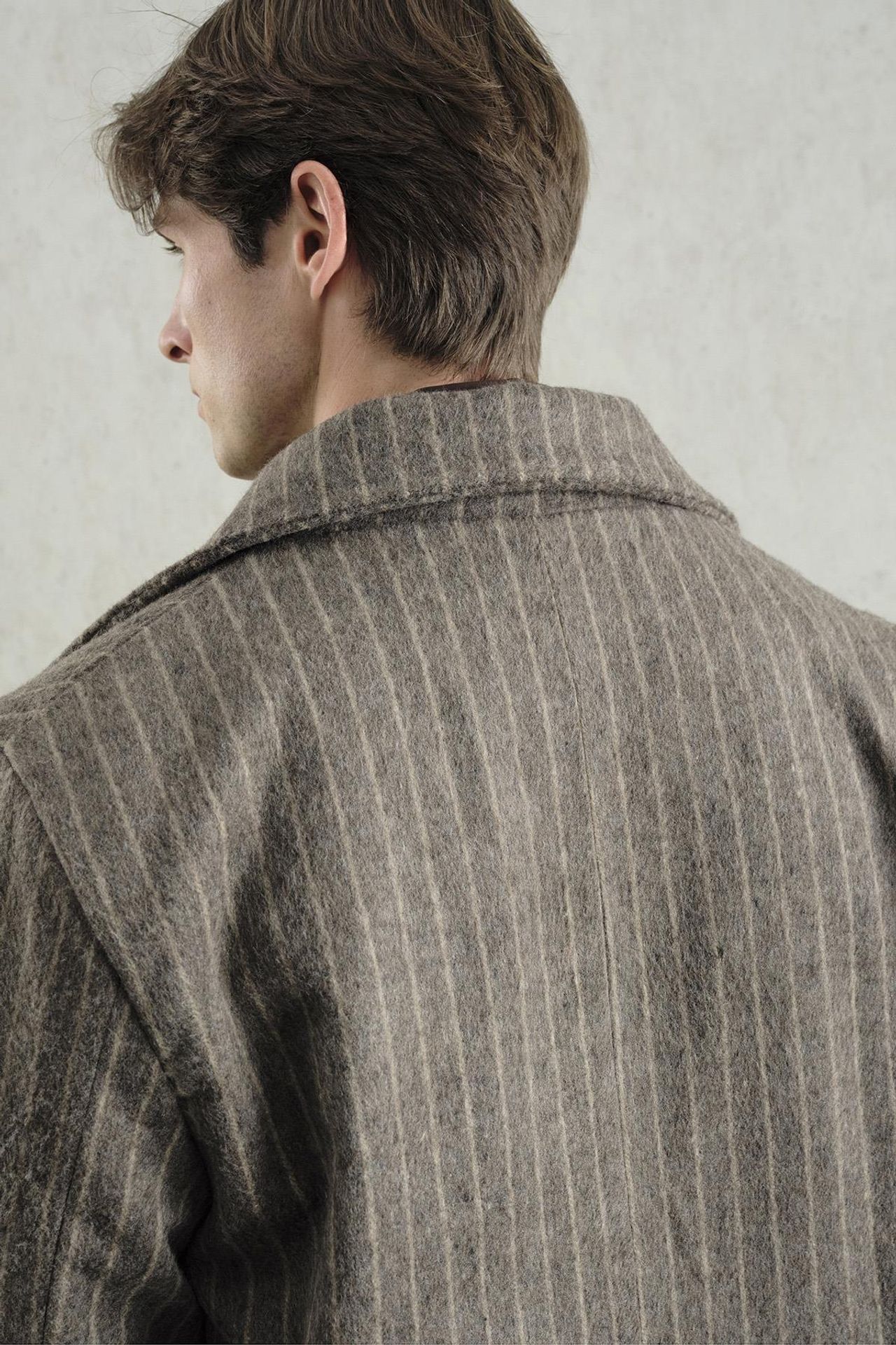 Double Breasted Striped Long Overcoat 4