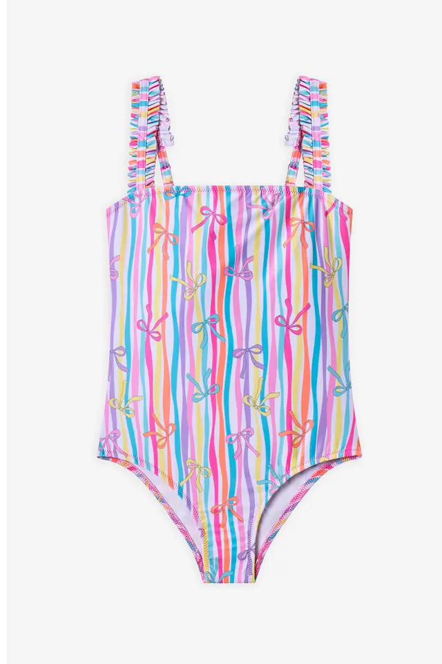 PENTI Girls' Ribbon Patterned Swimsuit