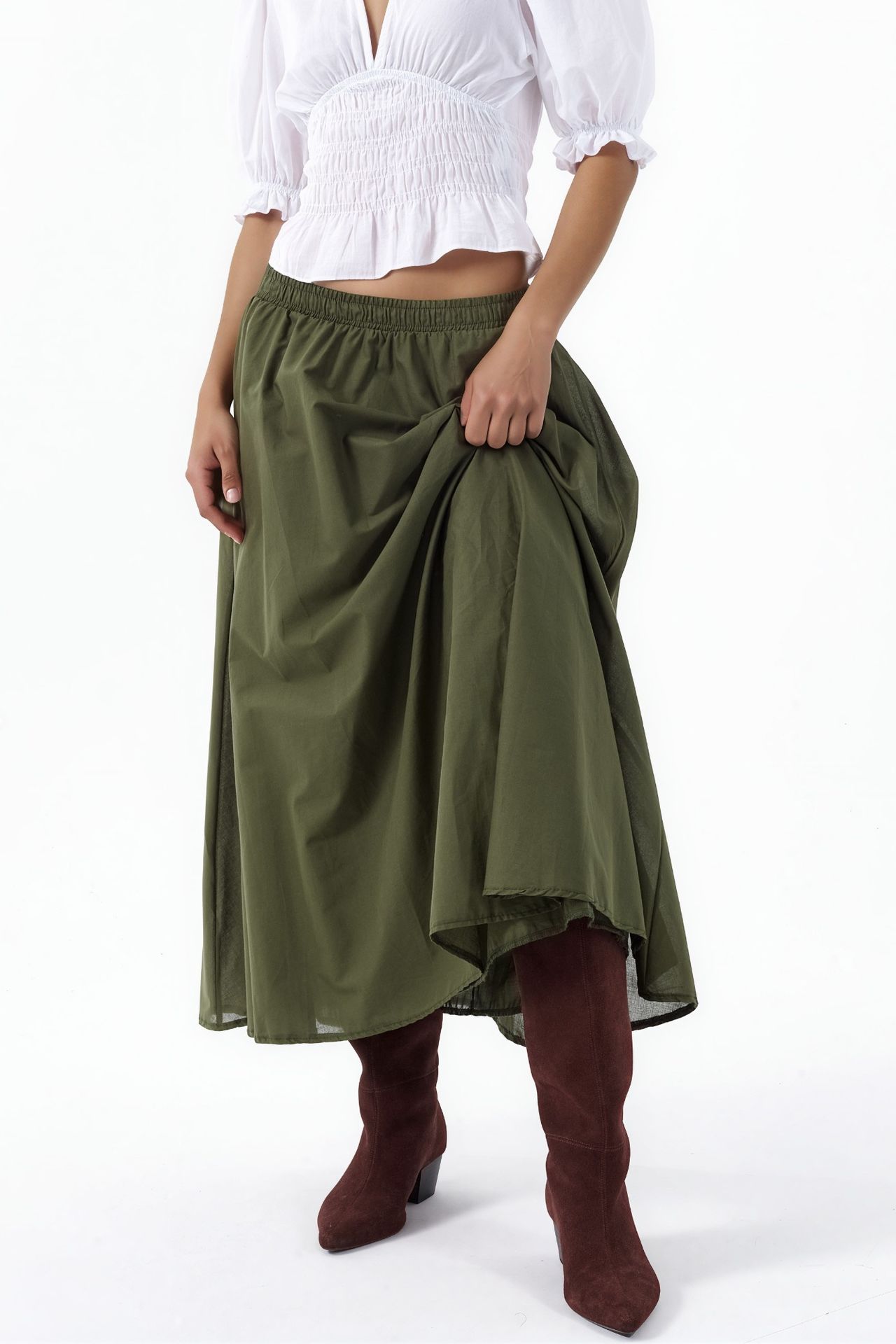 BUSEM High-Waist A-Line Midi Skirt 1
