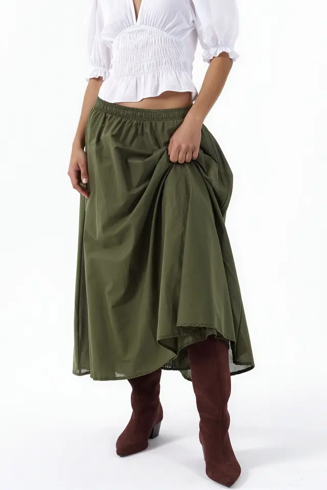 BUSEM High-Waist A-Line Midi Skirt
