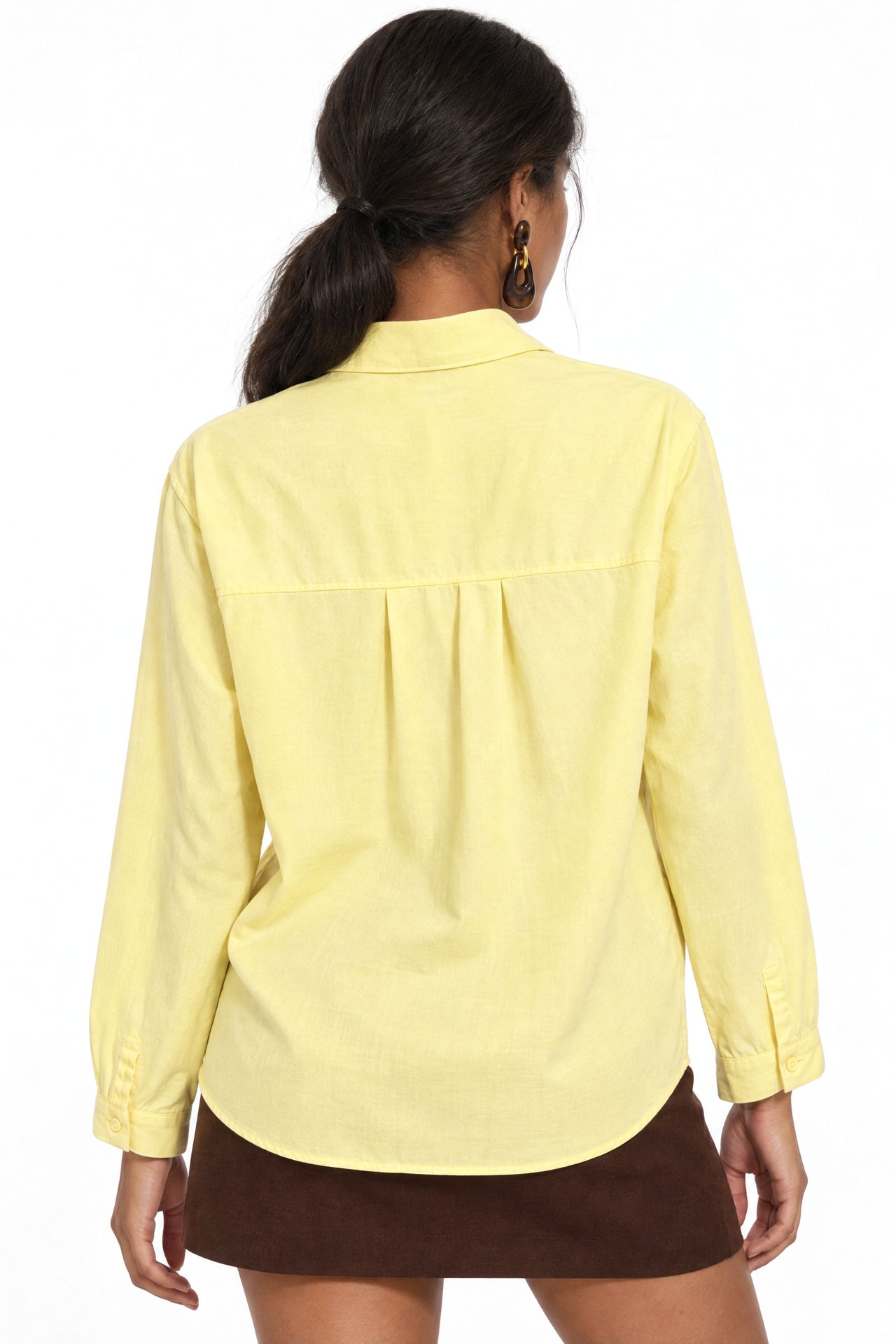 Mixray Long Sleeve Button-Up Shirt with Pocket
