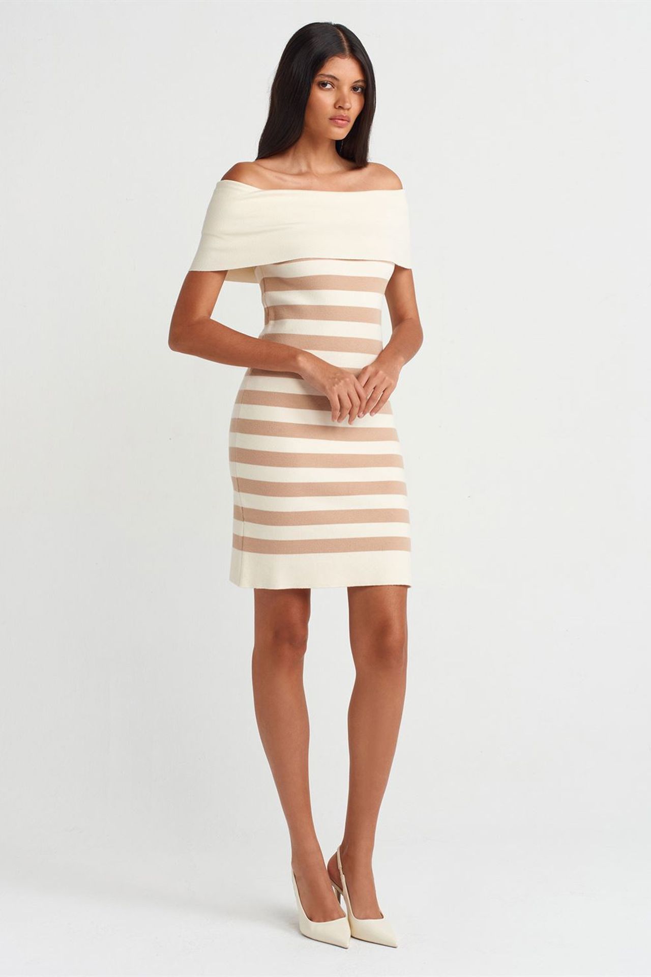 DILVIN Striped Ribbed Bodycon Mini Dress 1