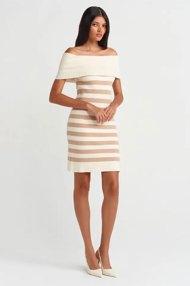 DILVIN Striped Ribbed Bodycon Mini Dress