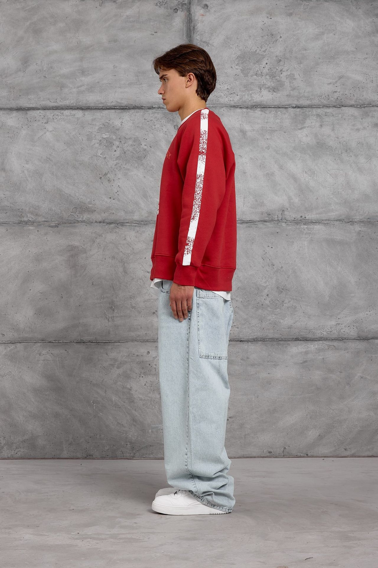 NOMARC Baskılı Çizgili Bisiklet Yaka Sweatshirt 5