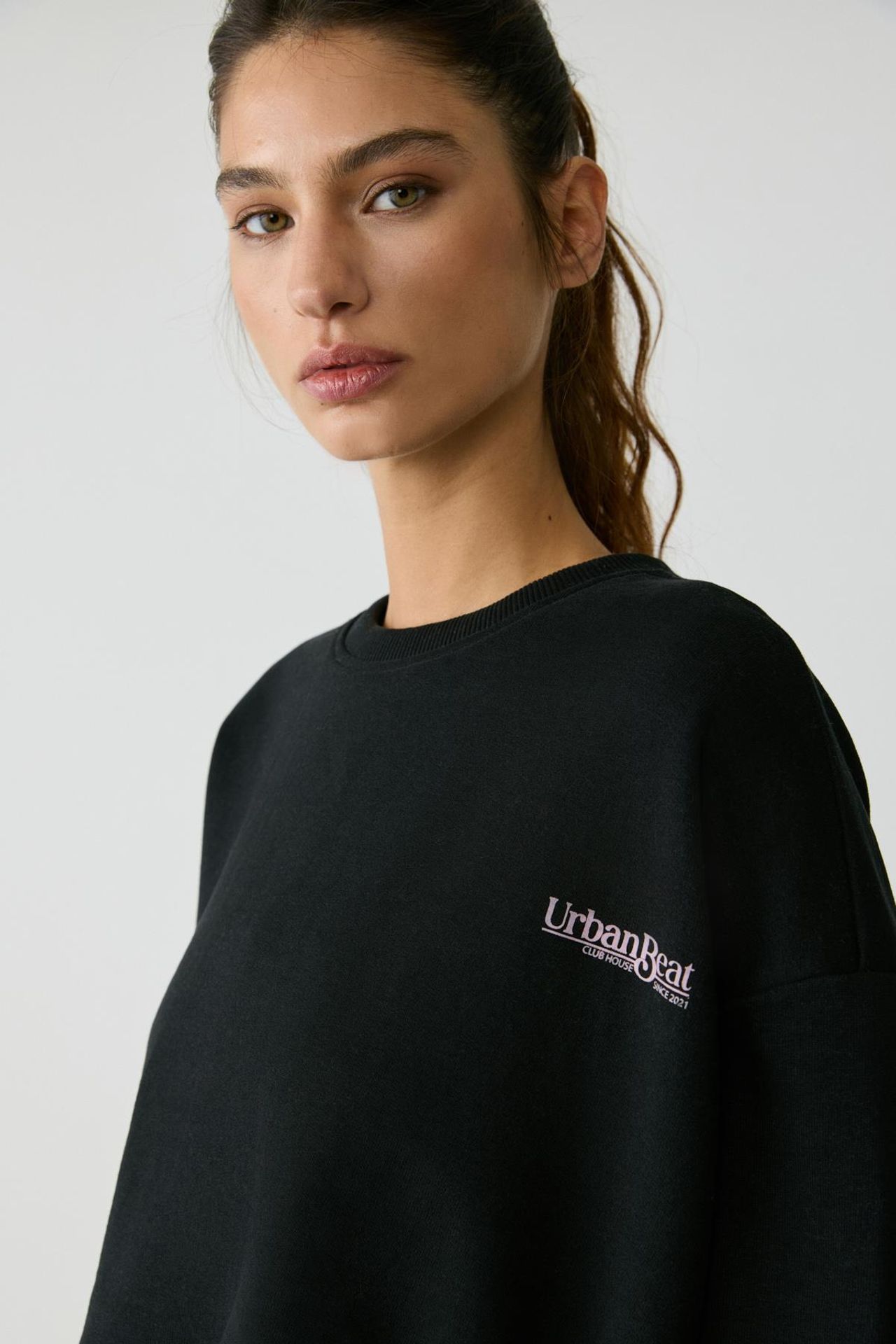 GRIMELANGE Bol Kısa Bisiklet Yaka Sweatshirt 5