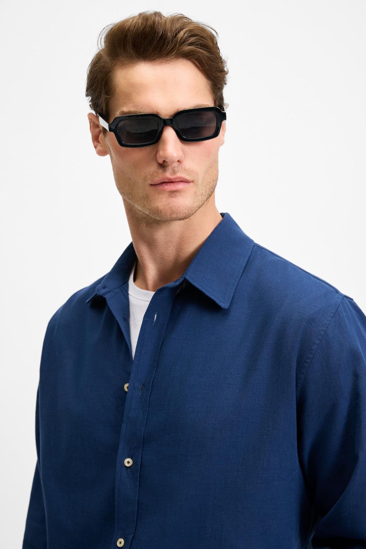 GRIMELANGE Straight Collar Button Front Shirt 5