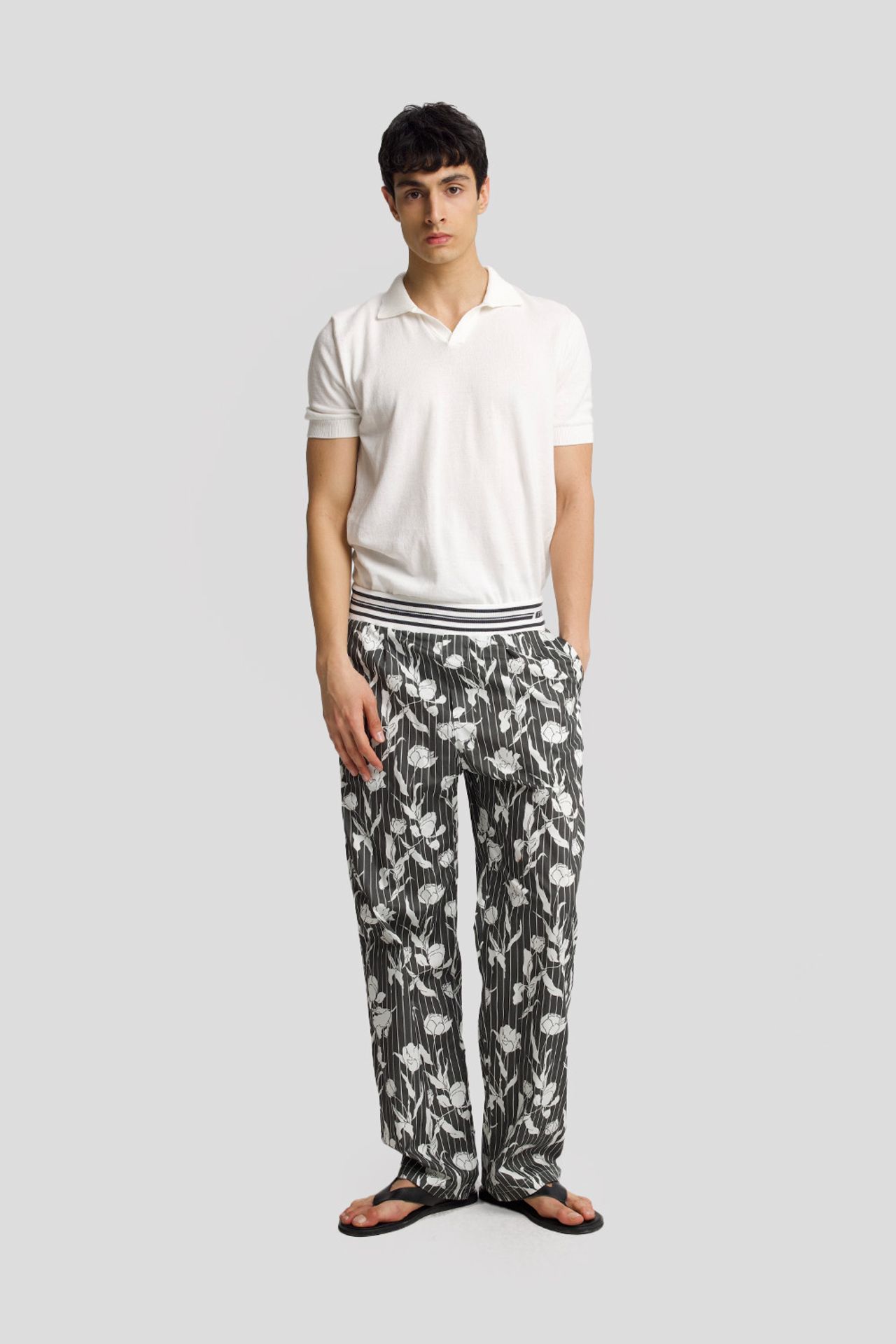 GIESTO Men's Cotton Floral Knit Pants 1