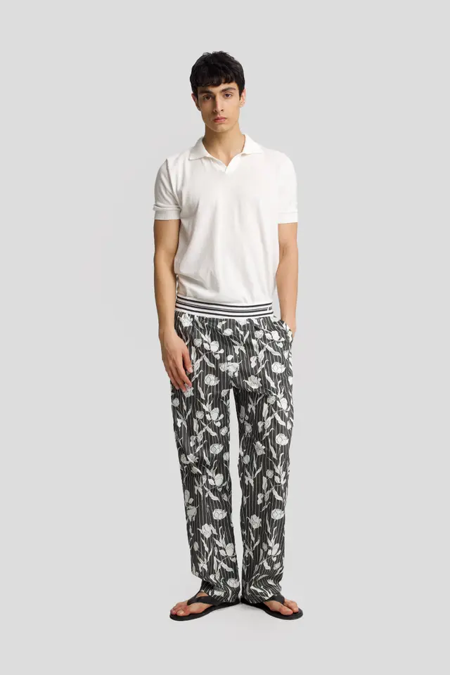 GIESTO Men's Cotton Floral Knit Pants