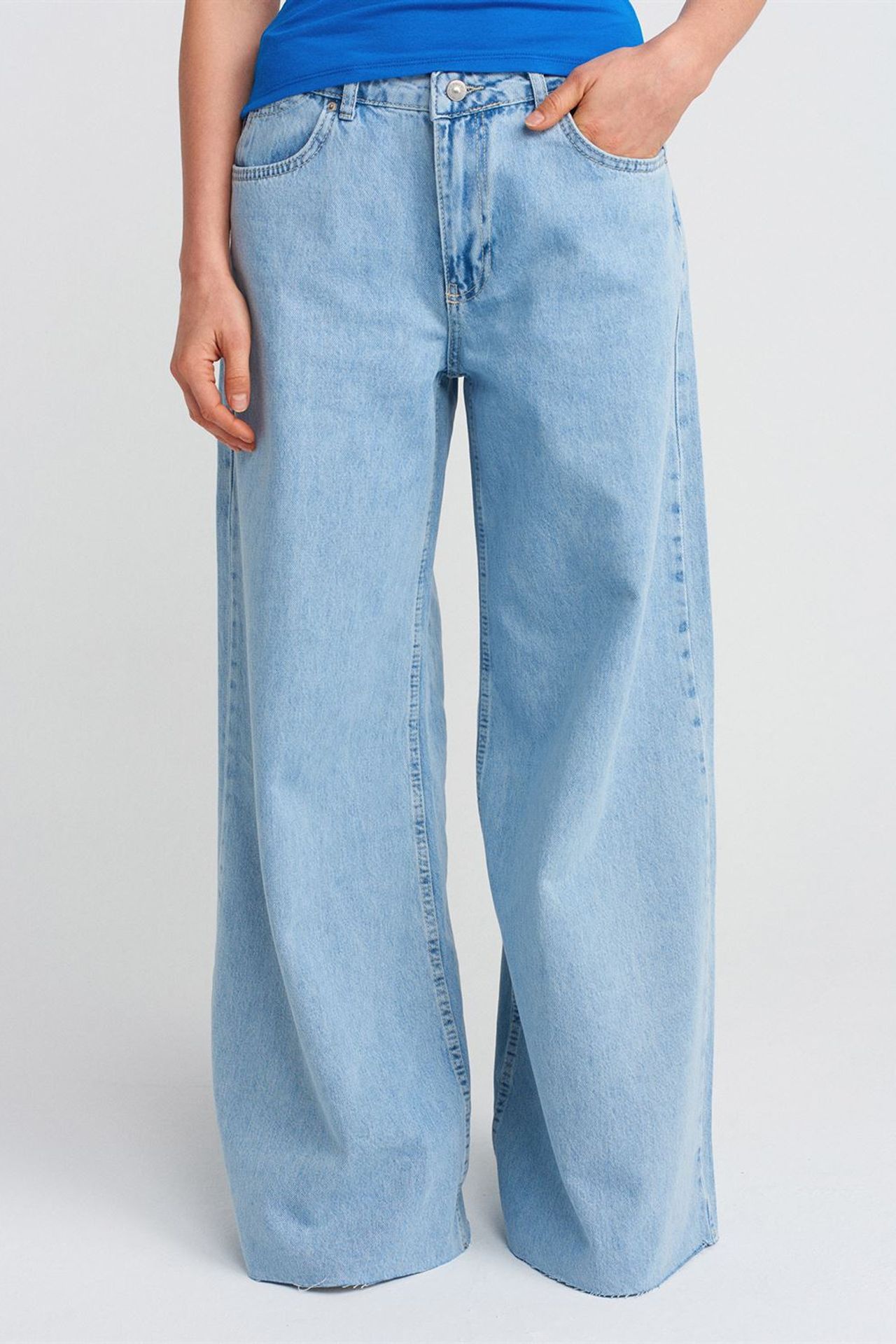DILVIN Women's High-Waist Wide-Leg Cotton Jeans