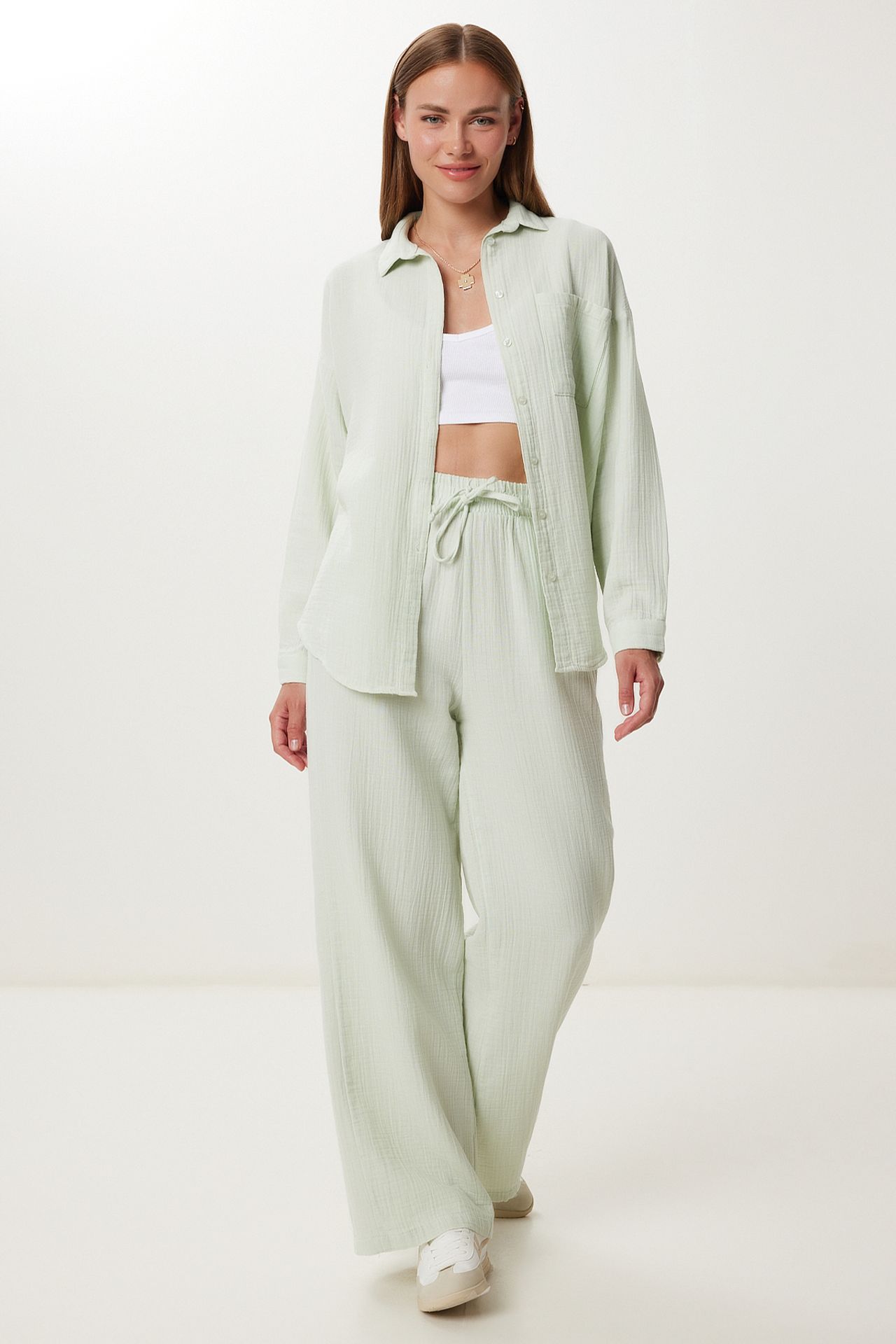 ISTANBUL High Waist Wide Leg Two-Piece Co-ord Set with Shirt Collar 1