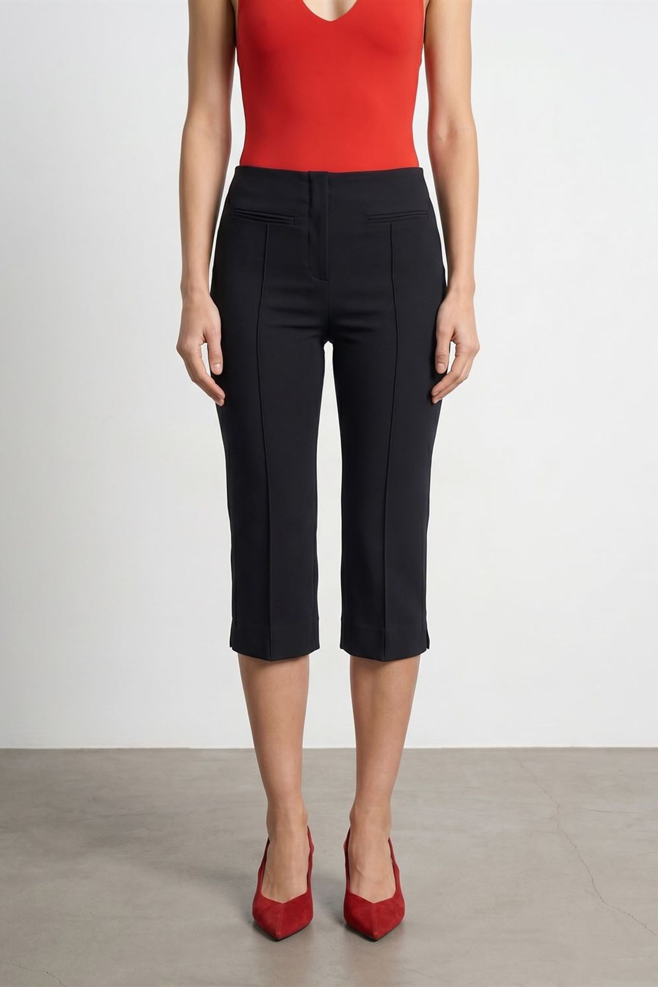 DILVIN High-Waist Capri Cigarette Trousers 3