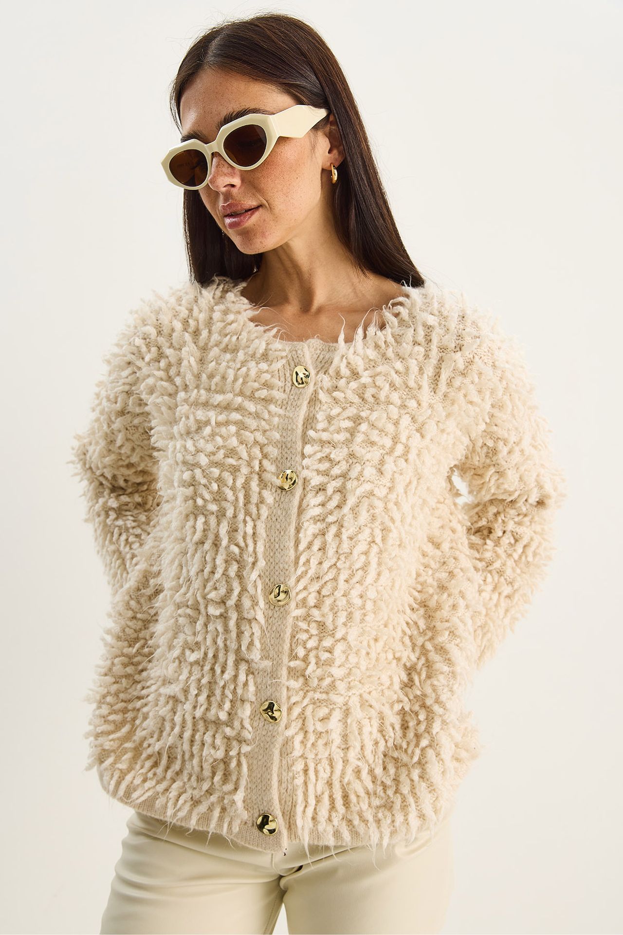 LUCCI Textured Button-Up Cardigan 4