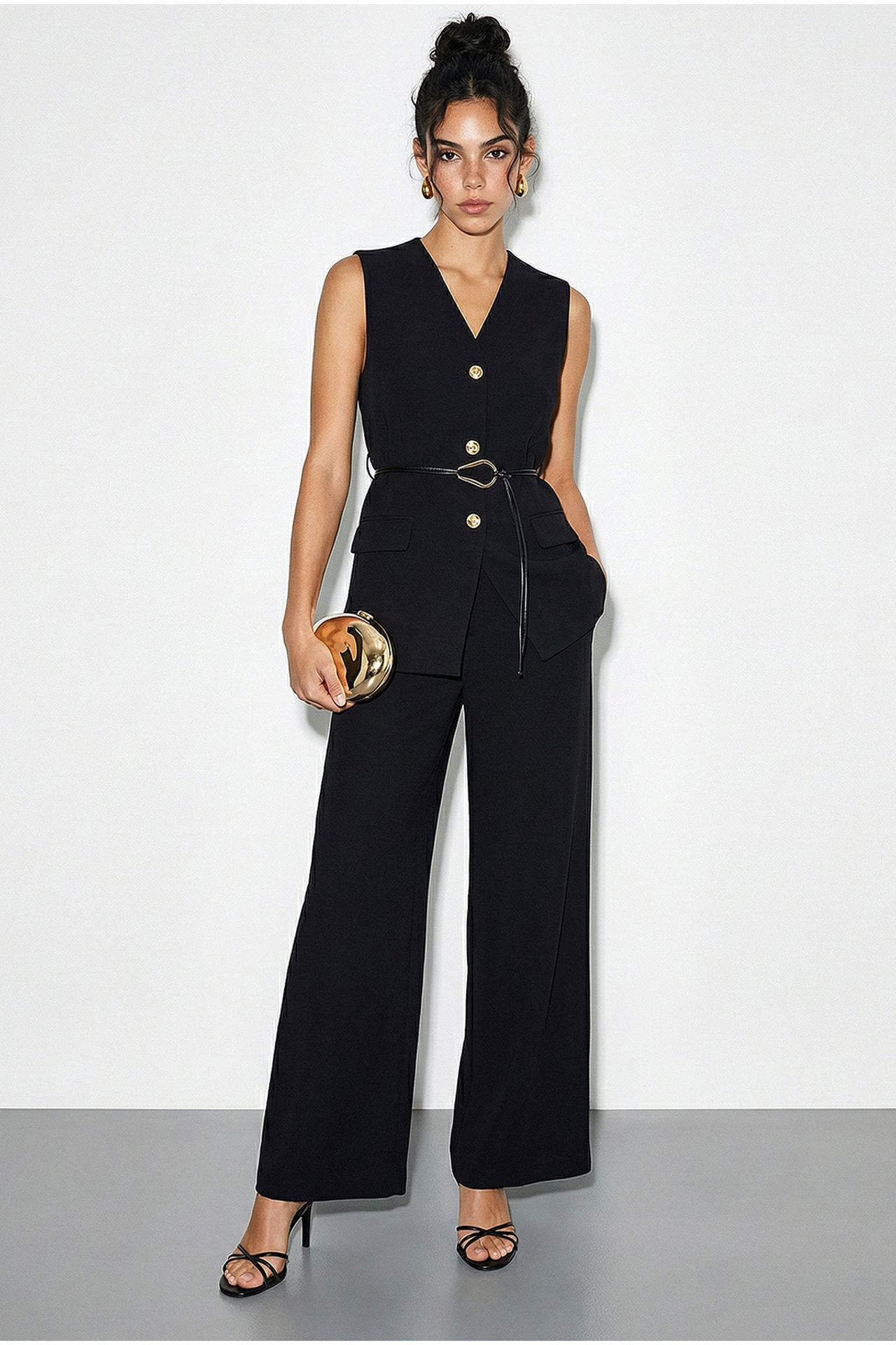 LUCCI High Waist V-Neck Belted Two-Piece Co-ord Set 2