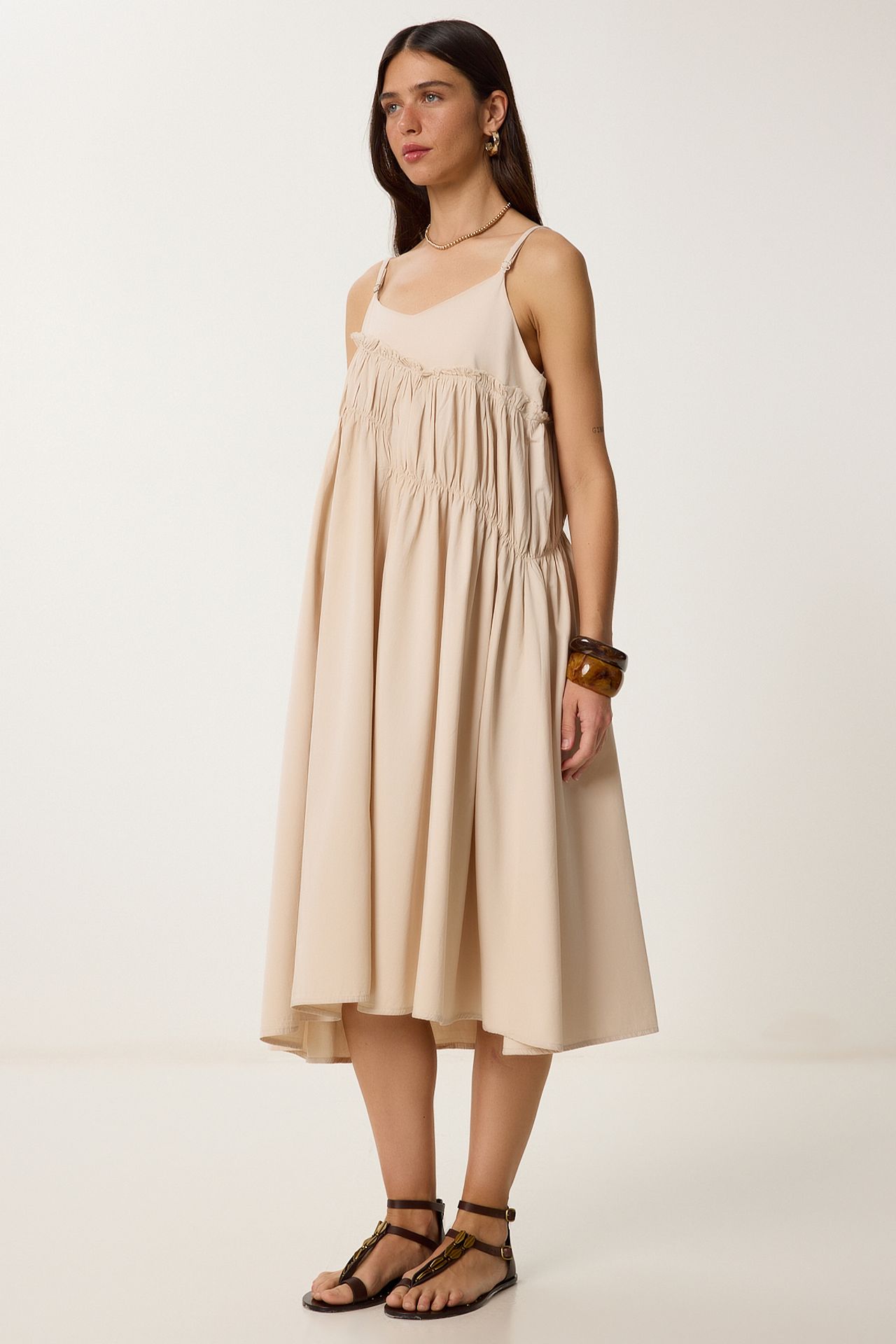 ISTANBUL Ruffled U Collar Midi Dress 3