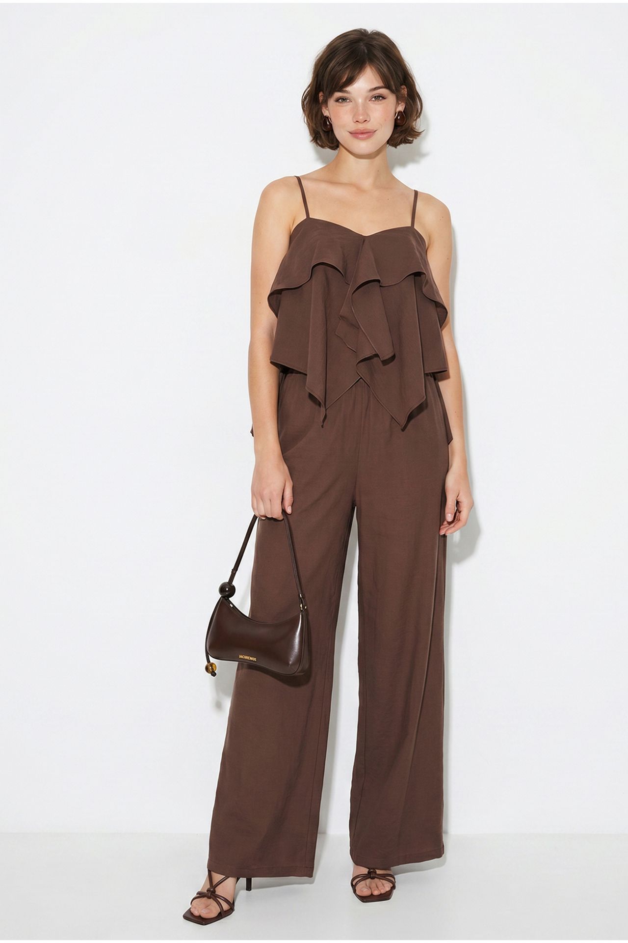 LUCCI Strapless Frilled Blouse And Wide-Leg Trousers Set 4