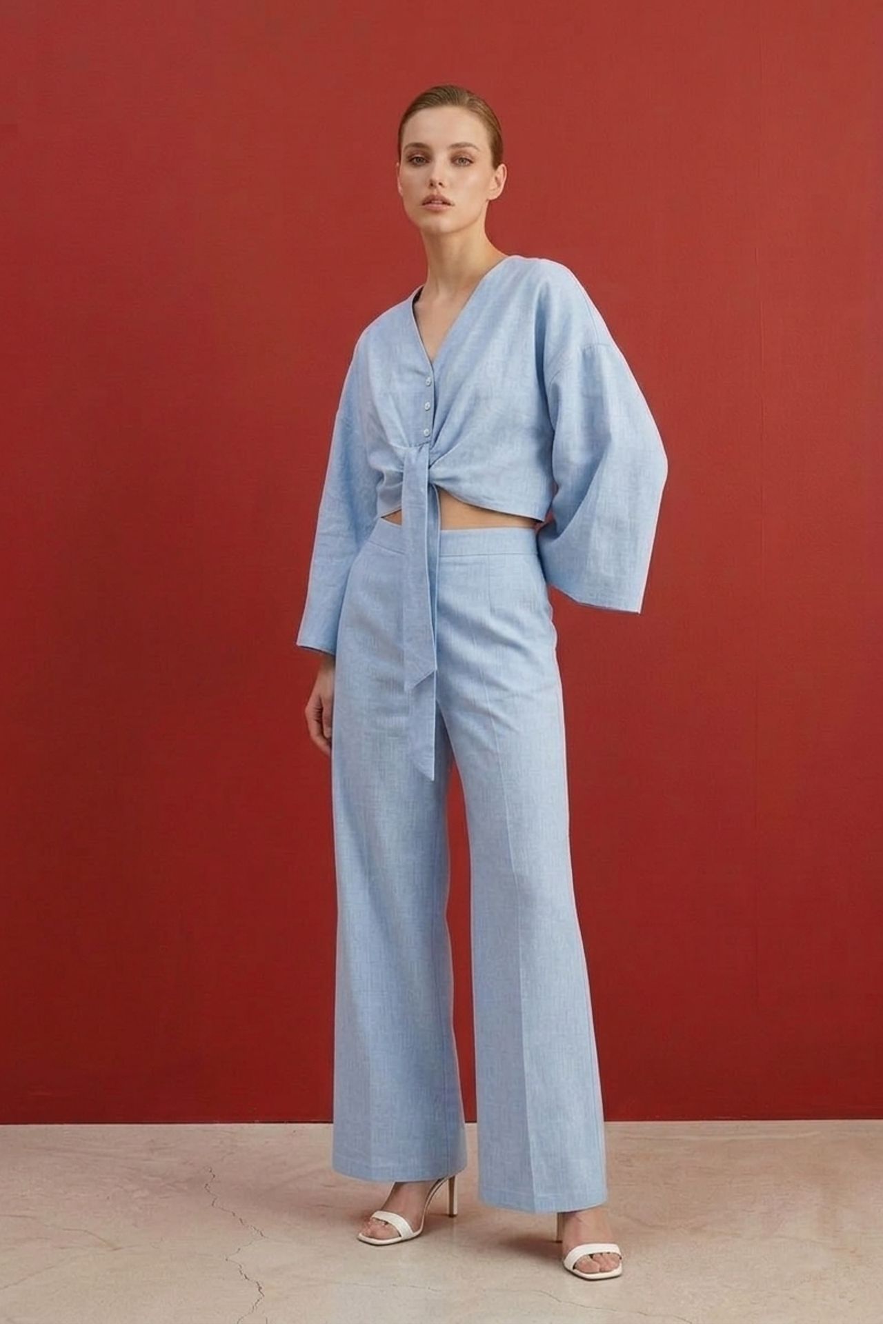 MY FASHION Cotton Co-ord Set with Tie Detail 4