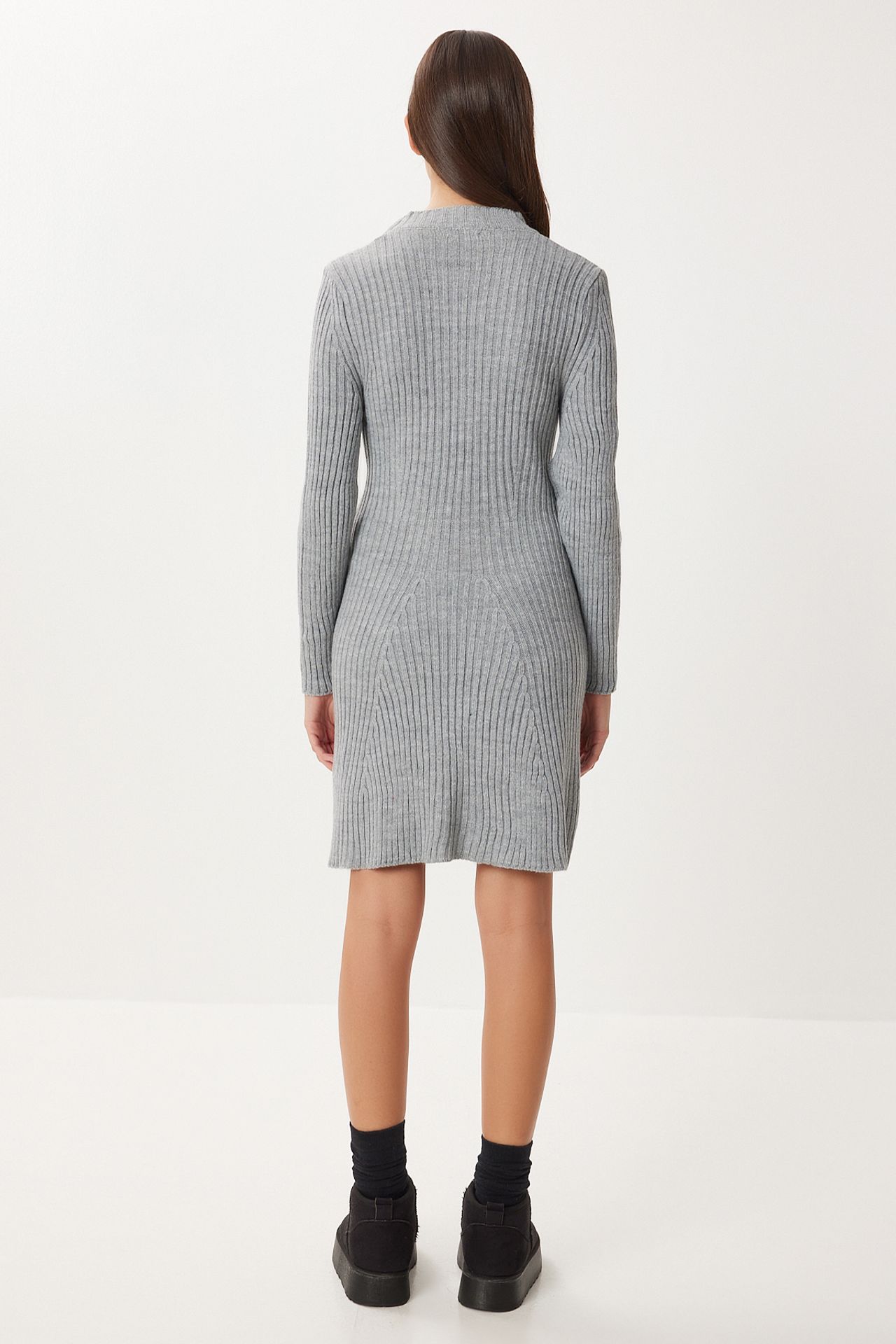 ISTANBUL Ribbed A-Line Knit Mini Dress 5