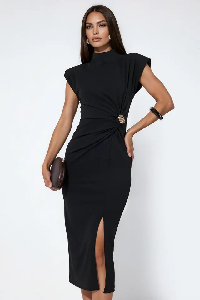 BUSEM Women’s Half Turtleneck Midi Dress