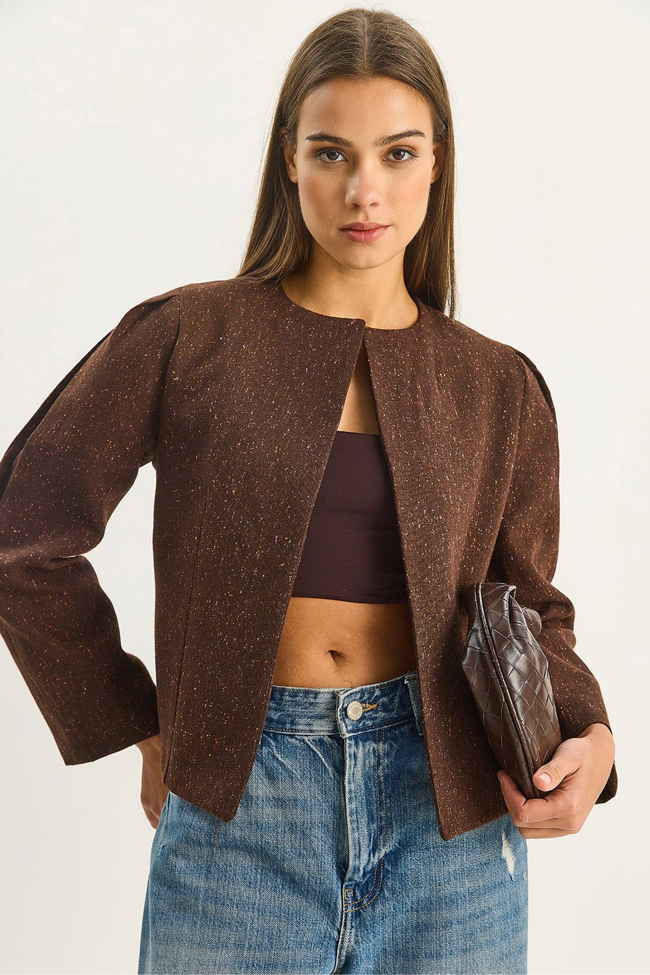 LUCCI Textured Open Collar Lined Jacket 1