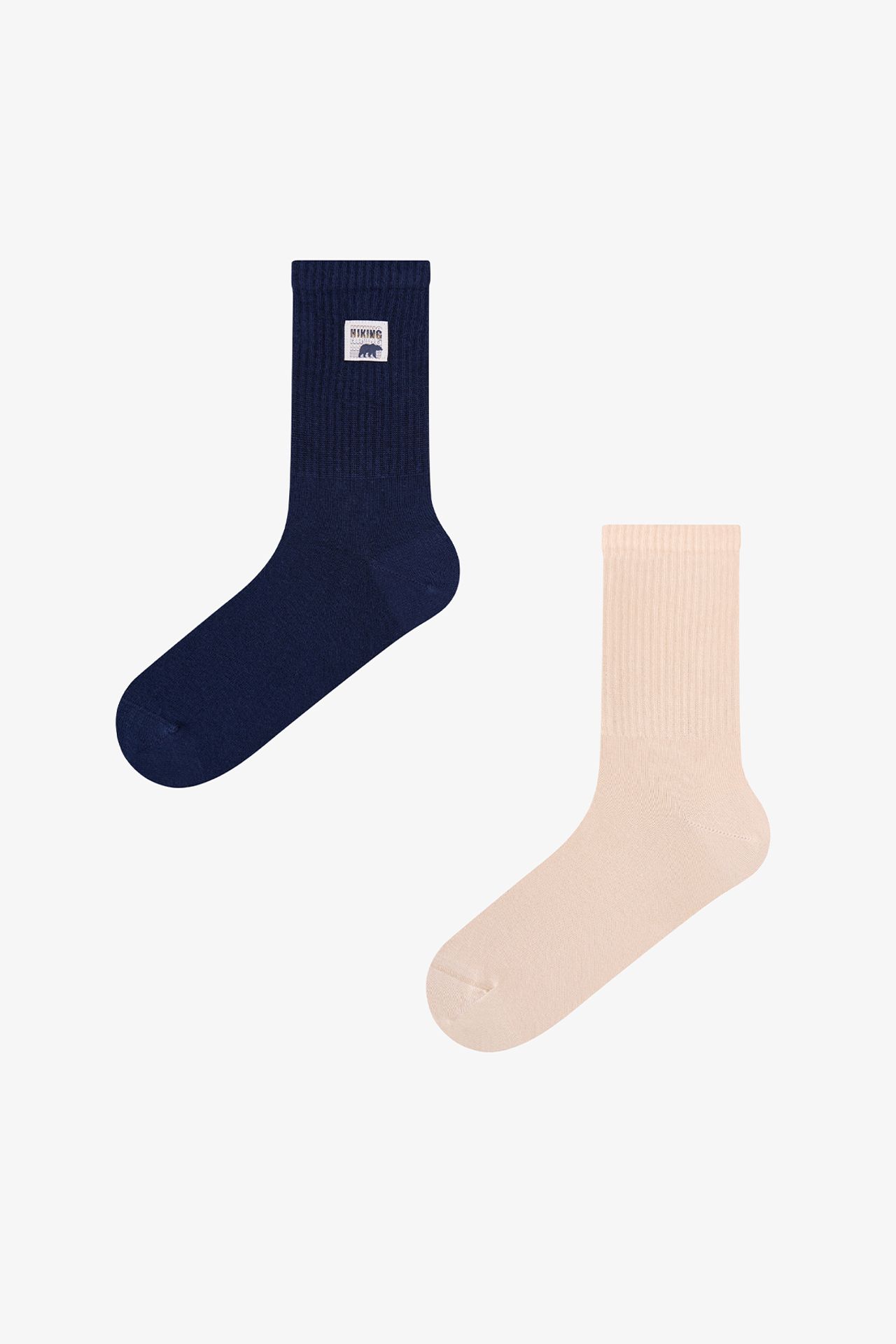 PENTI Men's Dual Shade Slogan Pattern 2-Pack Crew Socks 1
