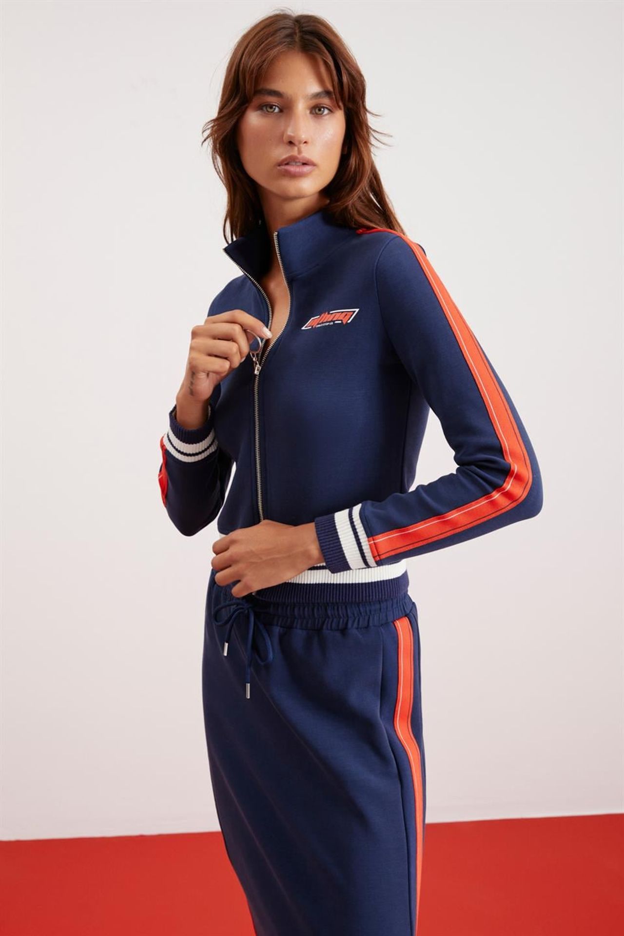 GRIMELANGE Striped Cropped Zip Jacket 2