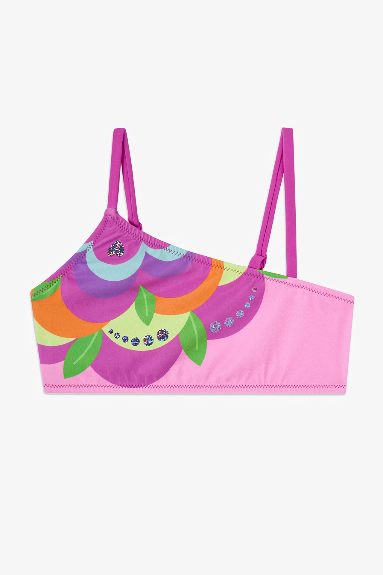 PENTI Girls' Floral One-Shoulder Bikini Set 2