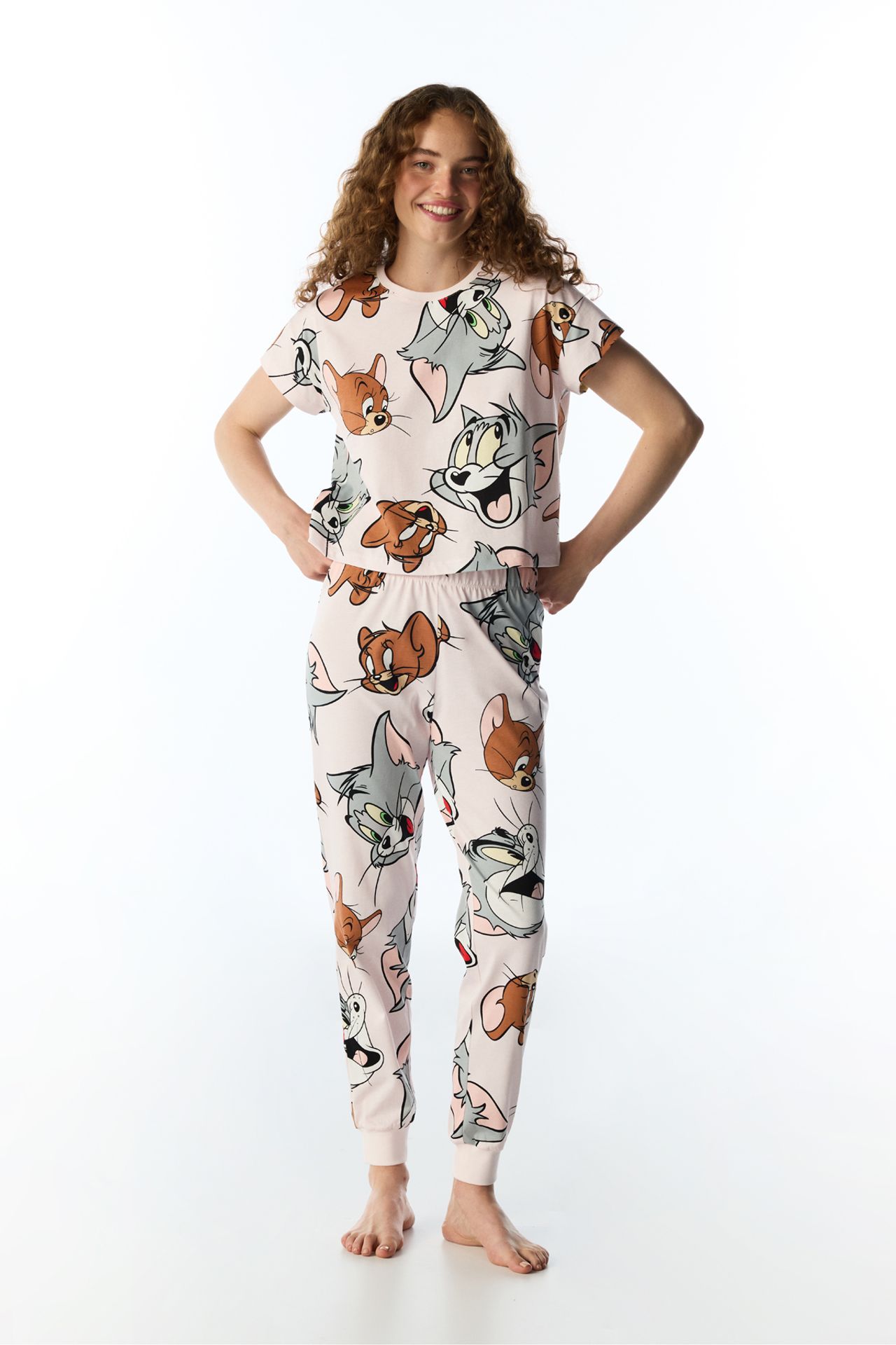PENTI Tom&jerry Cat Print Short Sleeve Pajama Set 2