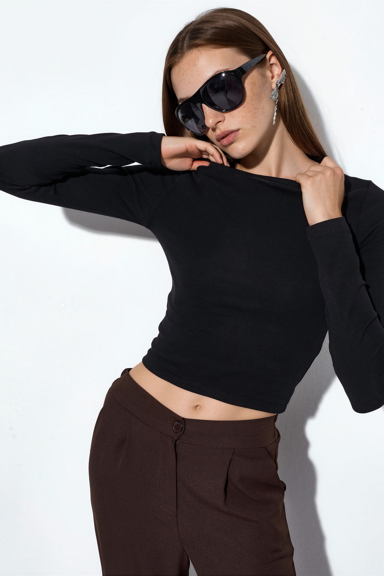 BUSEM Long Sleeve Crew Neck Blouse 1