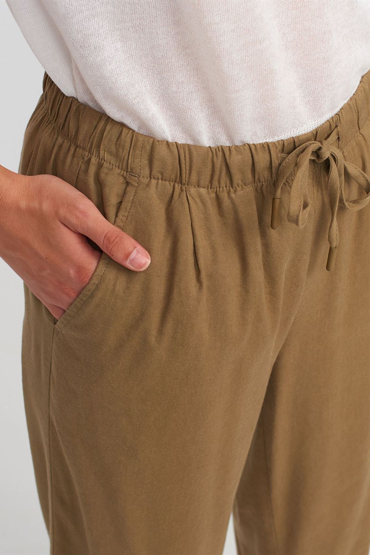DILVIN Bağcıklı, Geniş Paça Tencel Kadın Pantolonu 4