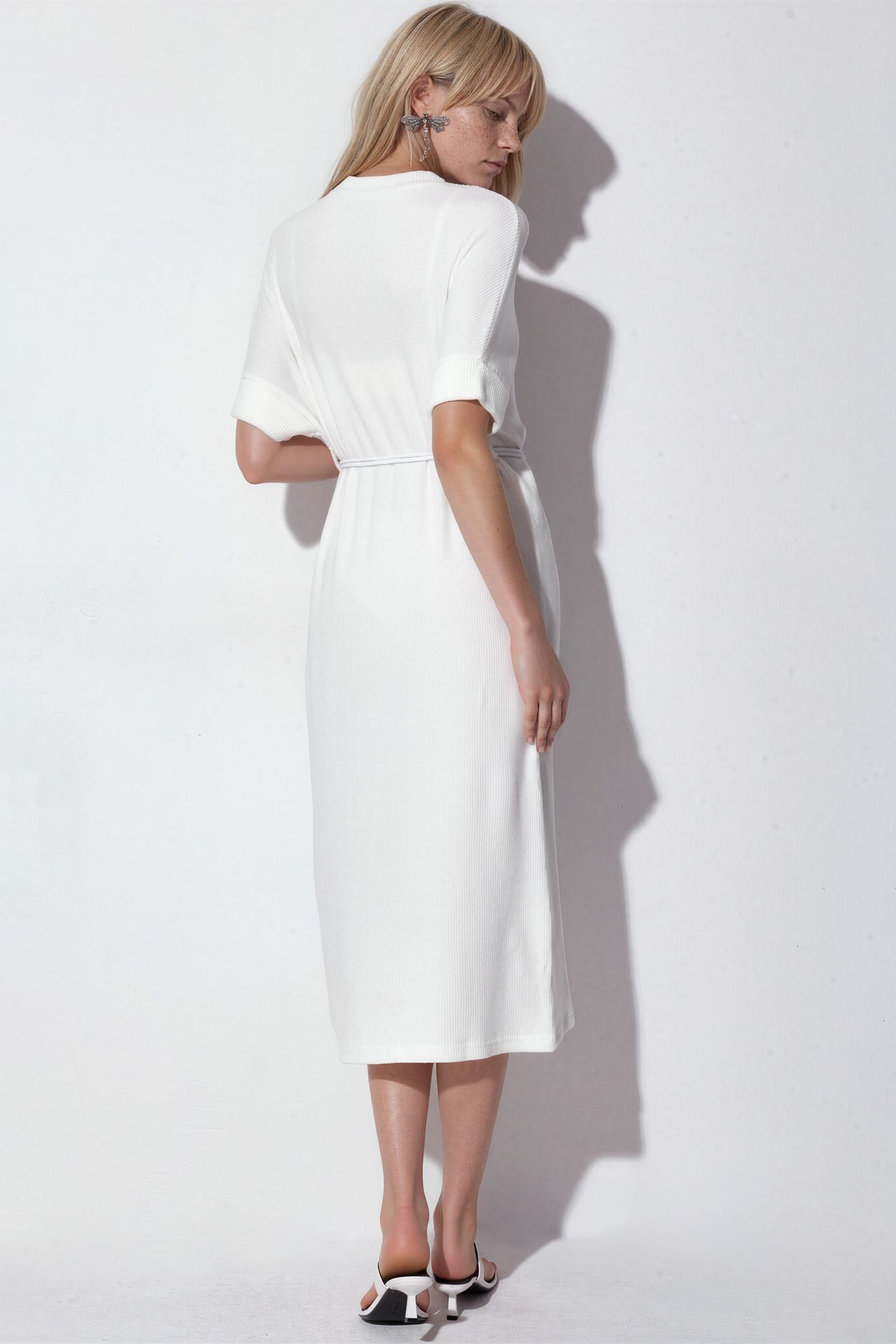 BUSEM Belted Ribbed Midi Dress 3