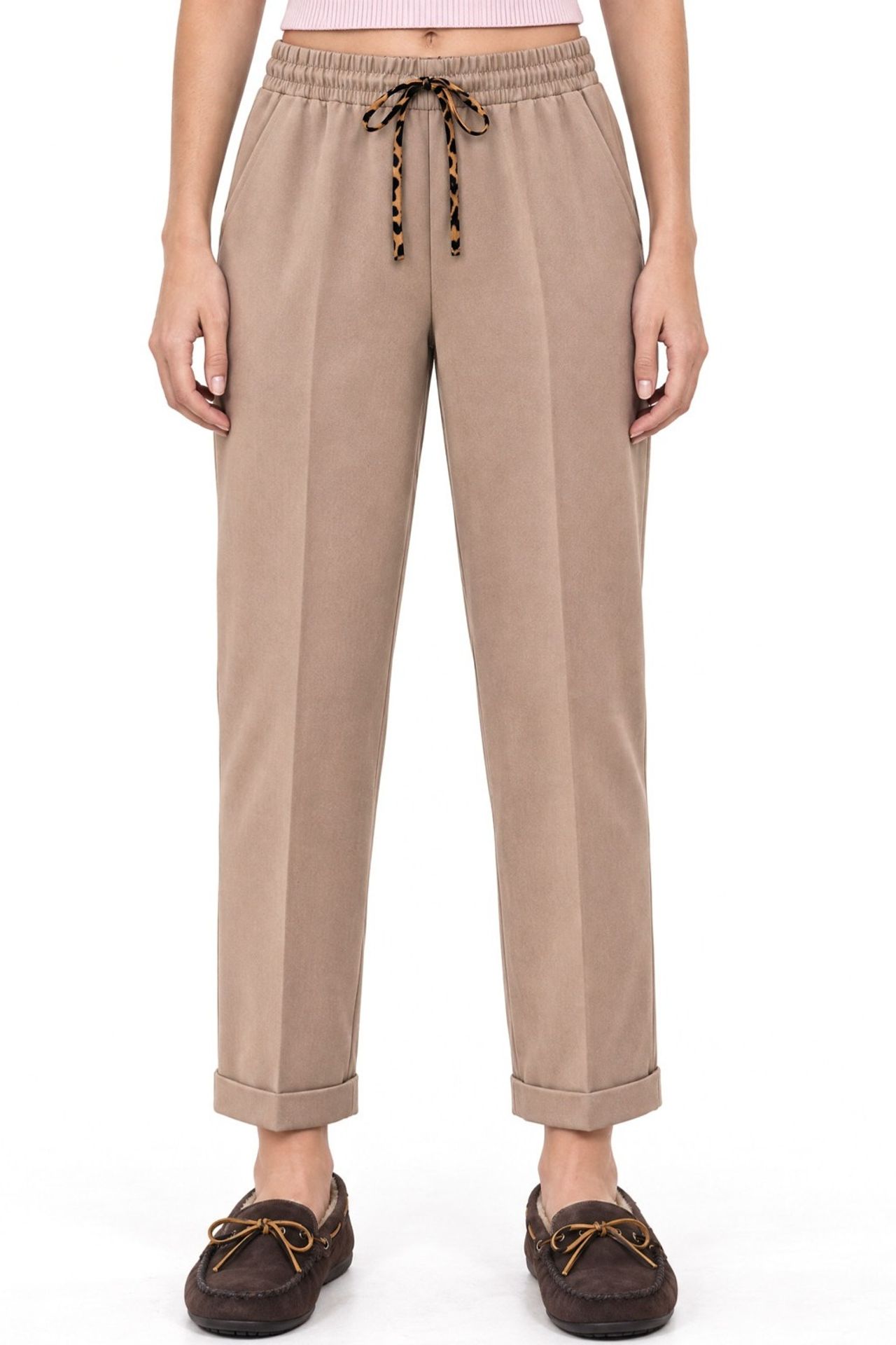 MIXRAY Elastic Waist Cigarette Leg Pants 1