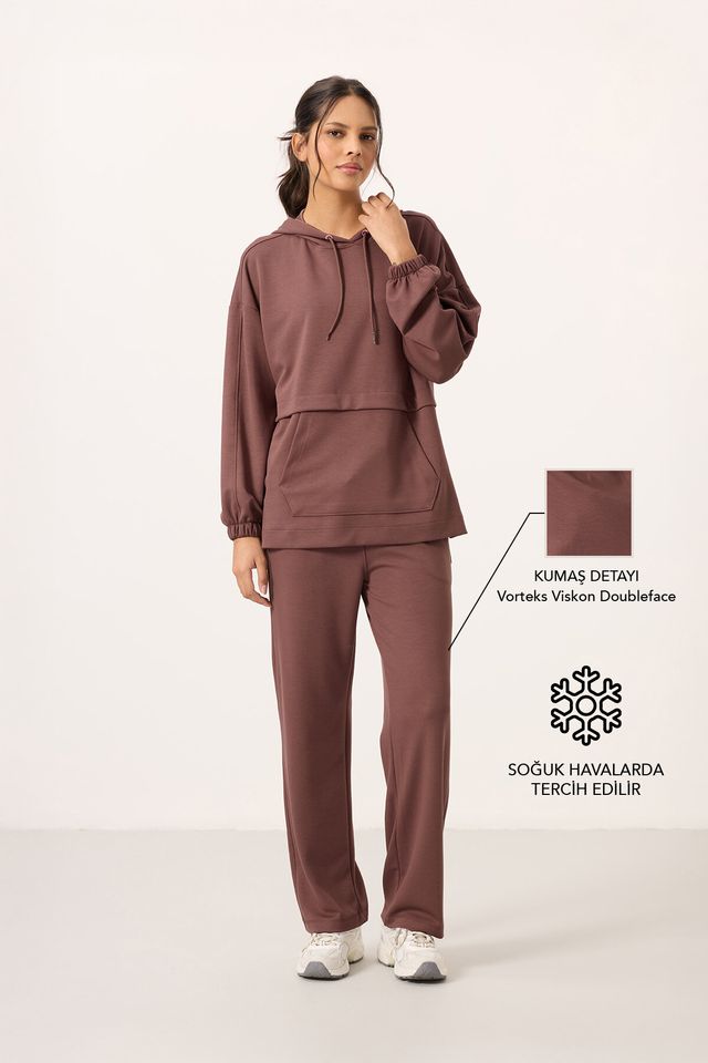 TOMMY Oversized Hooded Sweatshirt And Wide-Leg Pants Set