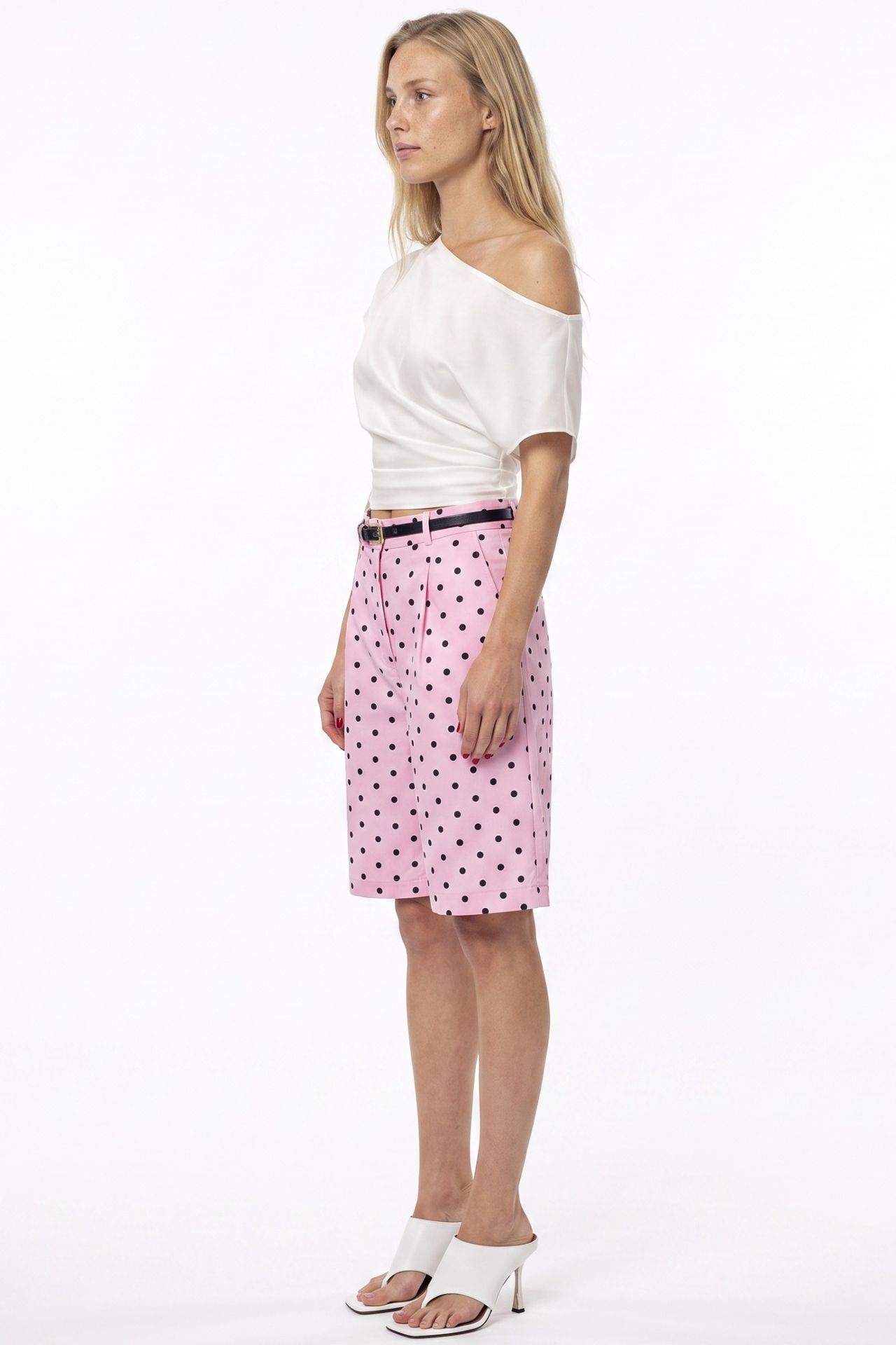 PUCKA High-Waist Wide-Leg Polka Dot Shorts