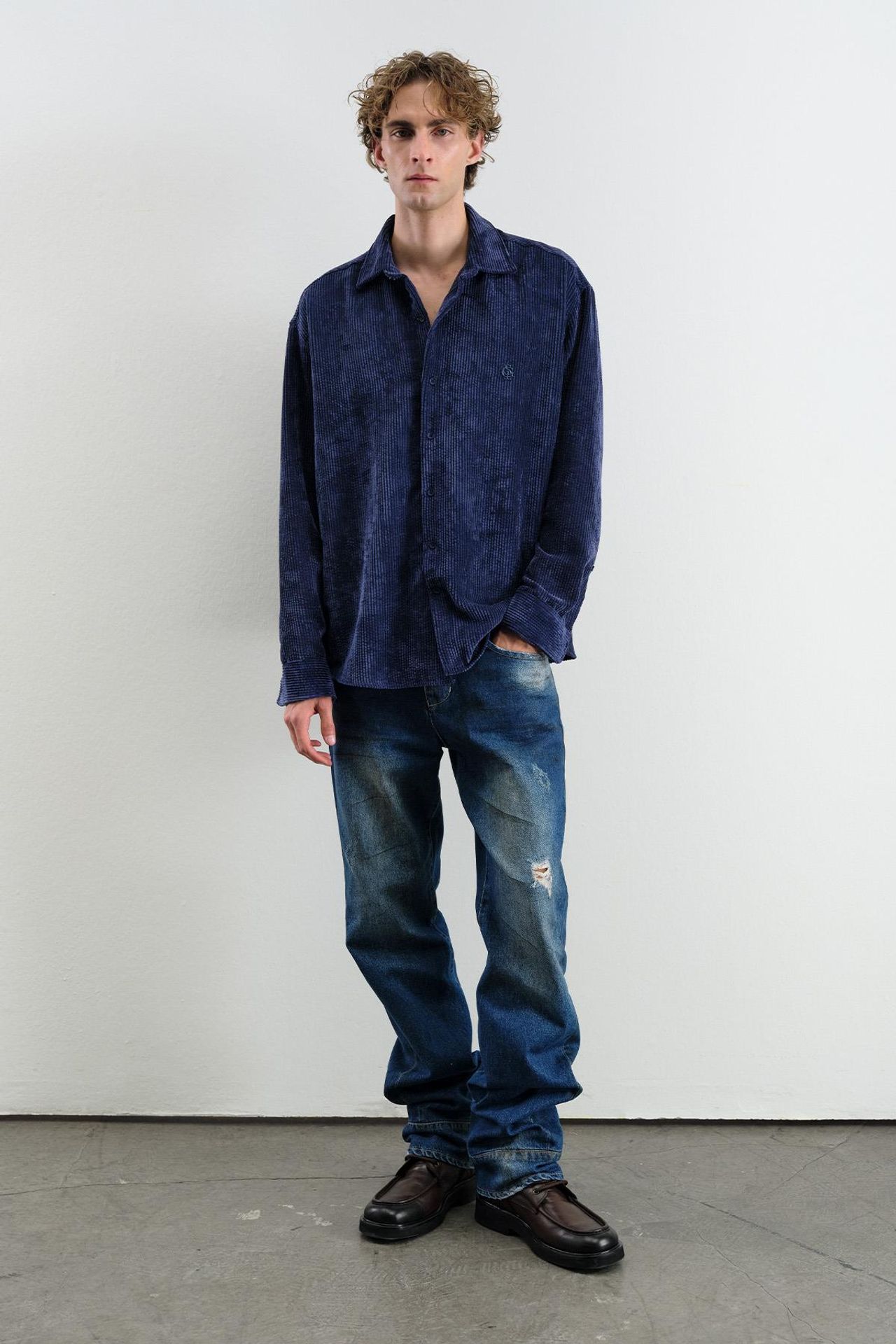 GIESTO Oversized Velvet Shirt 2