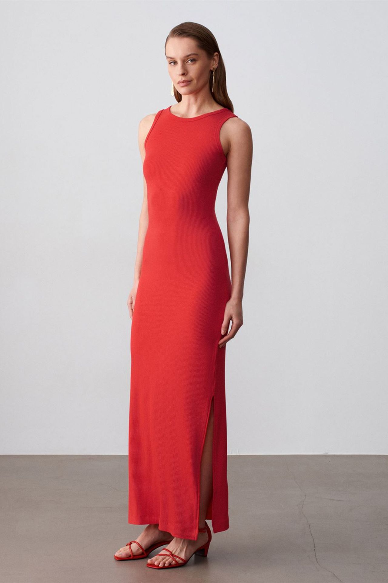 DILVIN Ribbed Sleeveless Bodycon Maxi Dress 4