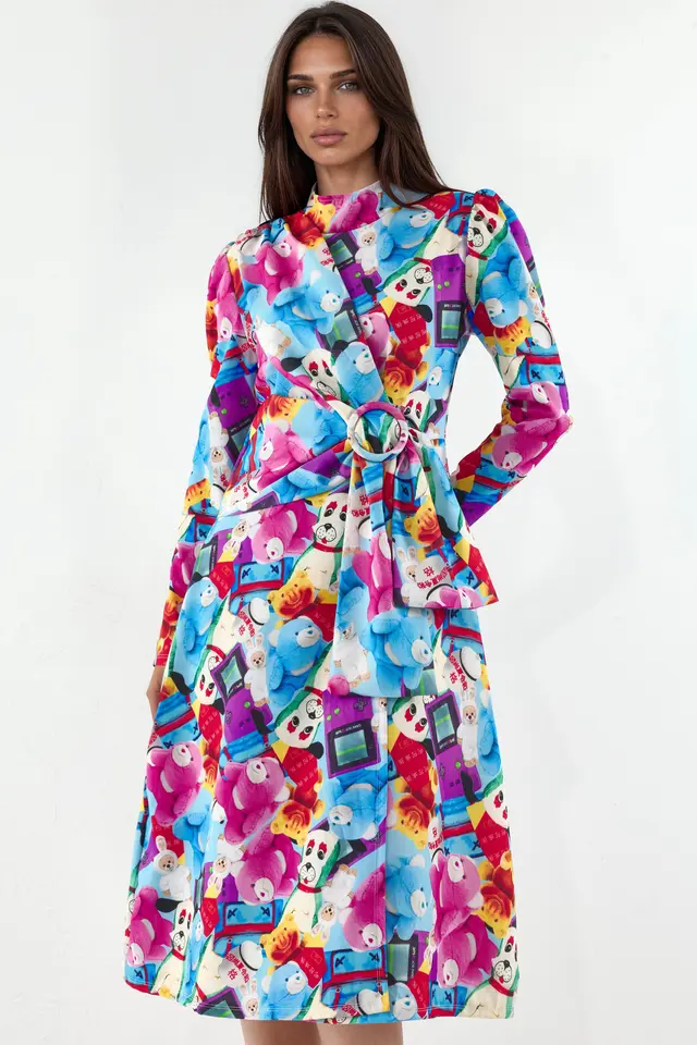MSN Printed Wrap Midi Dress