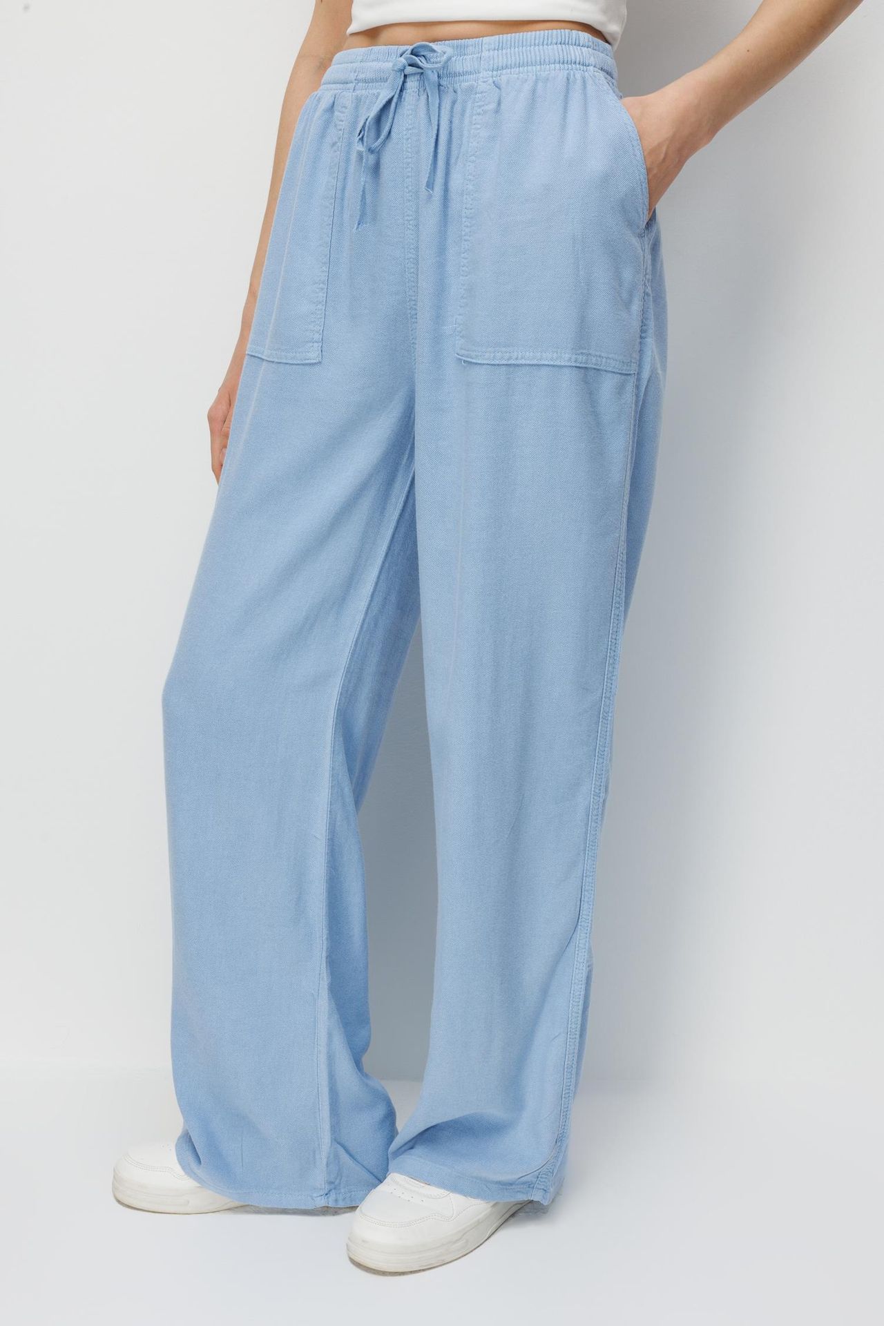 MIXRAY High Waist Wide Leg Palazzo Pants with Drawstring Waist 4