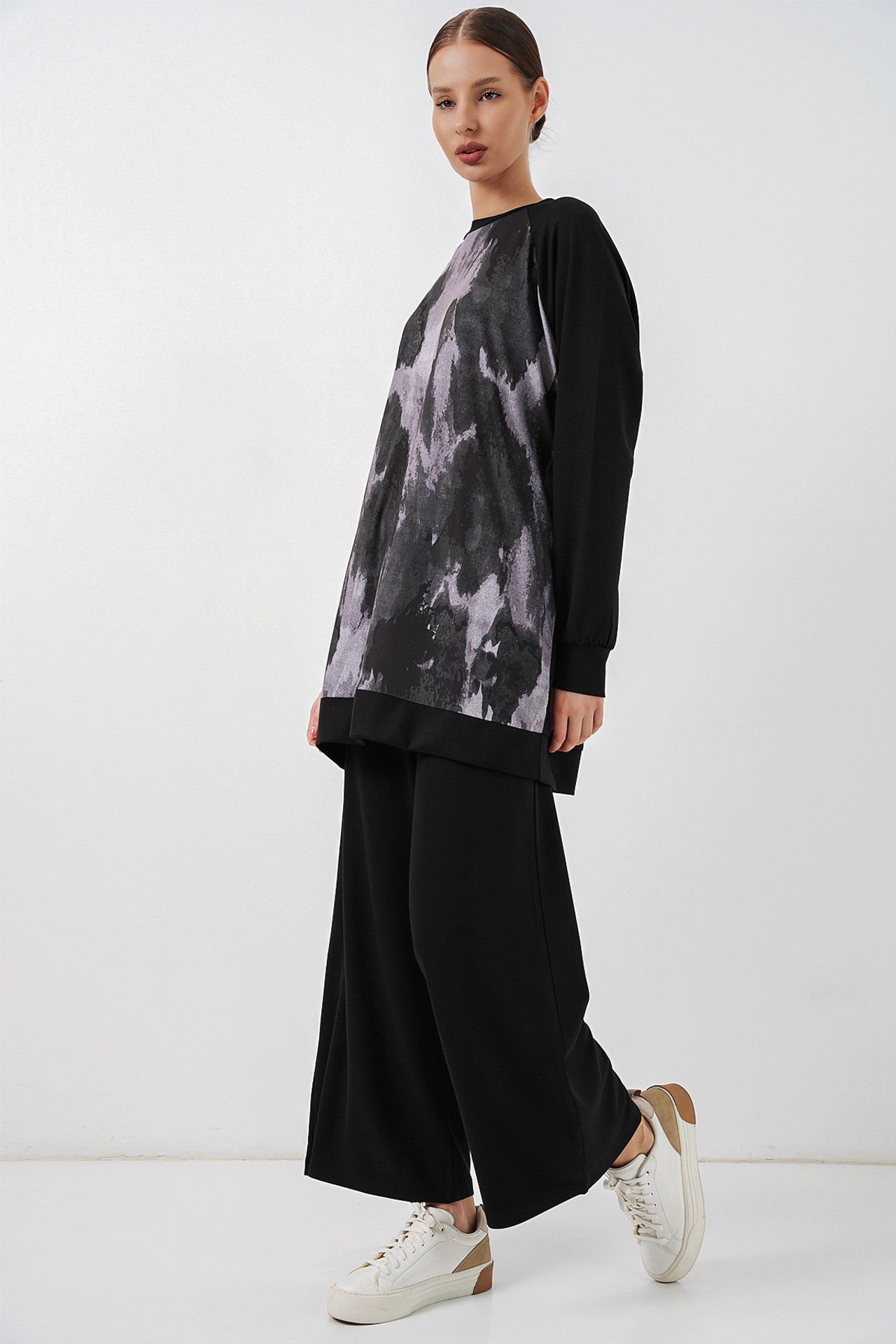 BDART Oversize Abstract Print Crew Neck Tunic & Pants Set 3