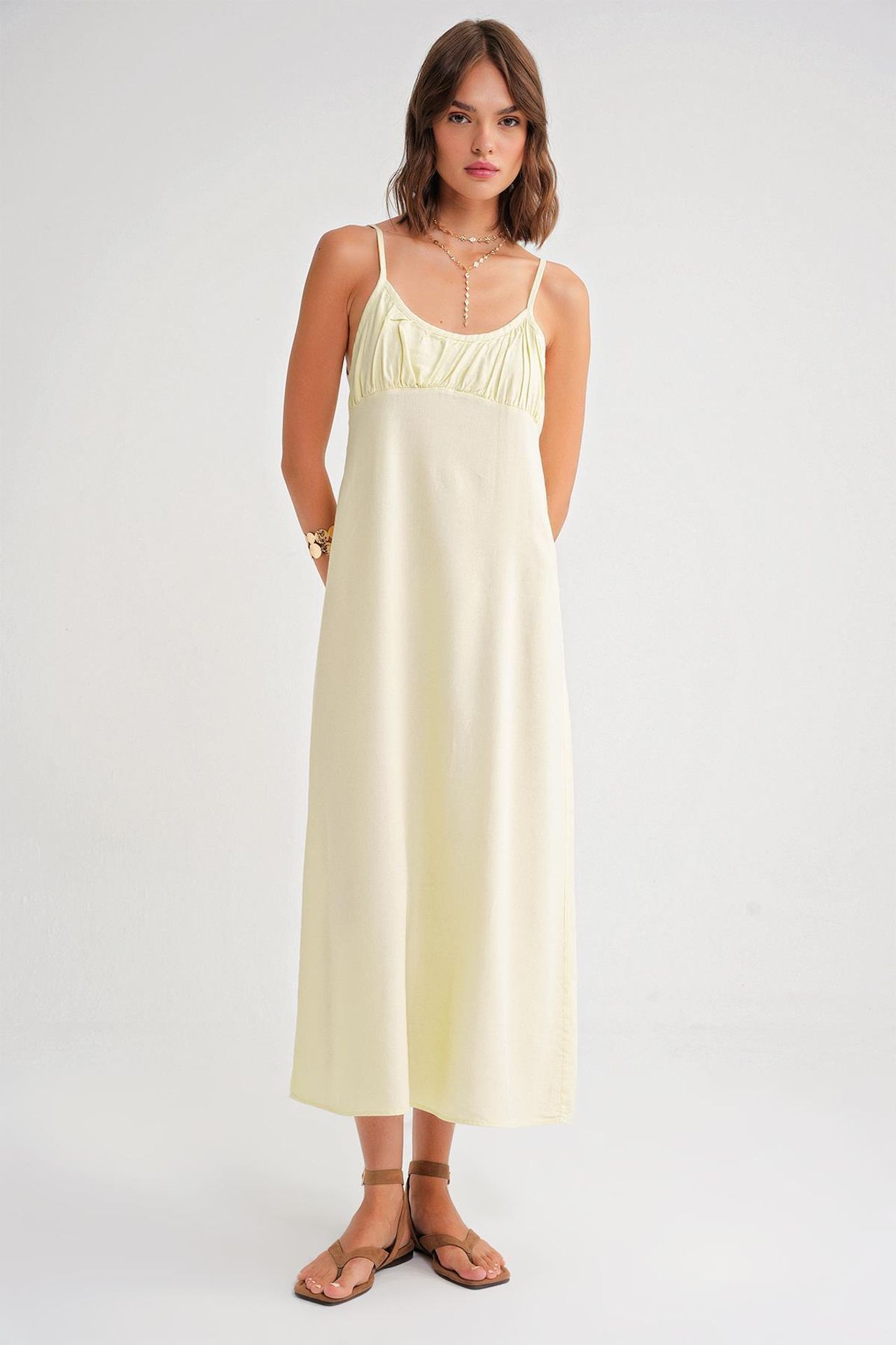 Mixray Strappy Maxi Dress with Gathered Detail 2