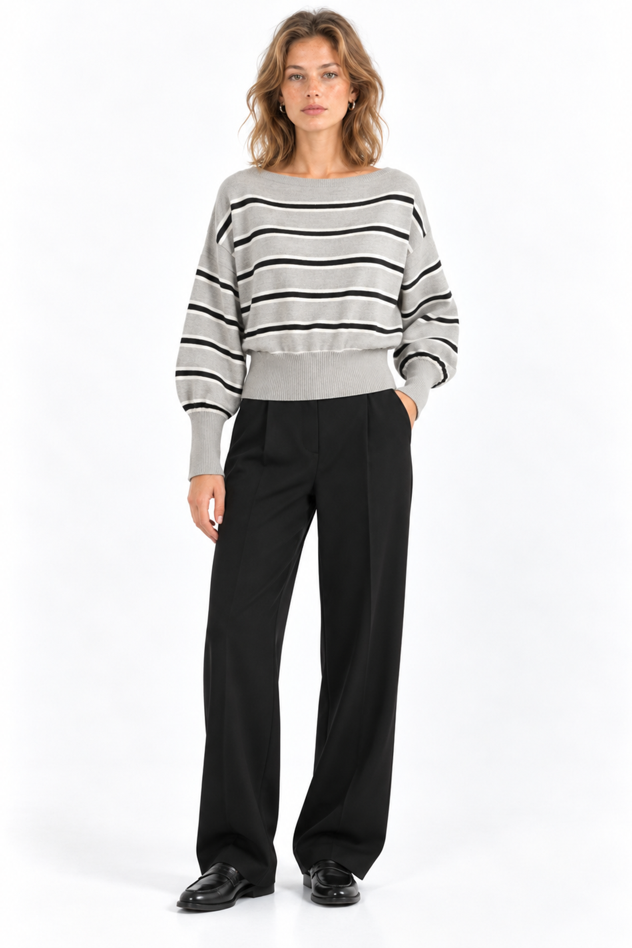 Mixray Ribbed Boat Neck Sweater 4