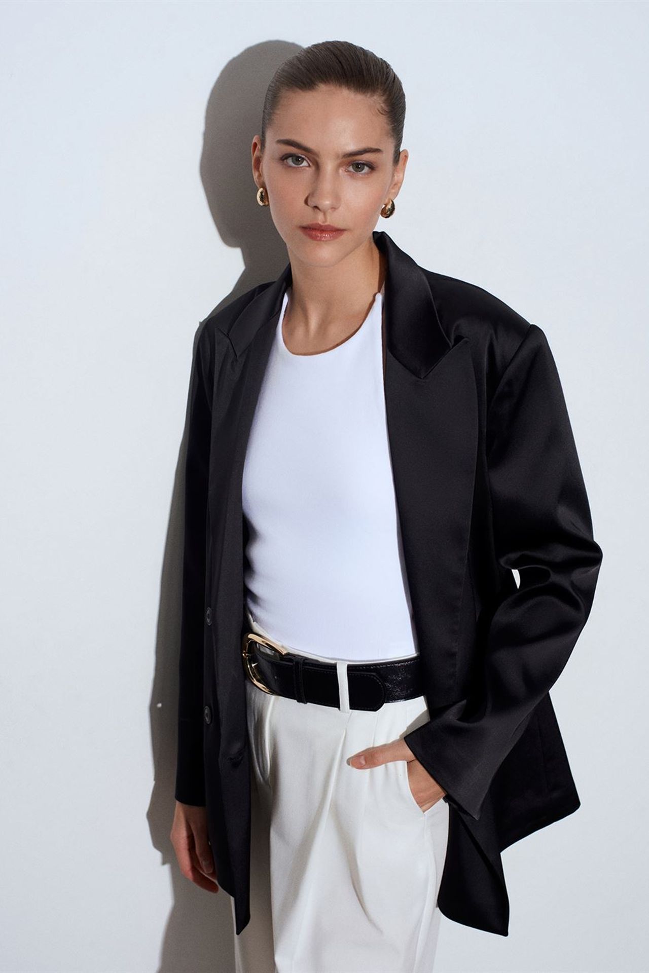 DILVIN Kadın Krep Blazer Ceket 3